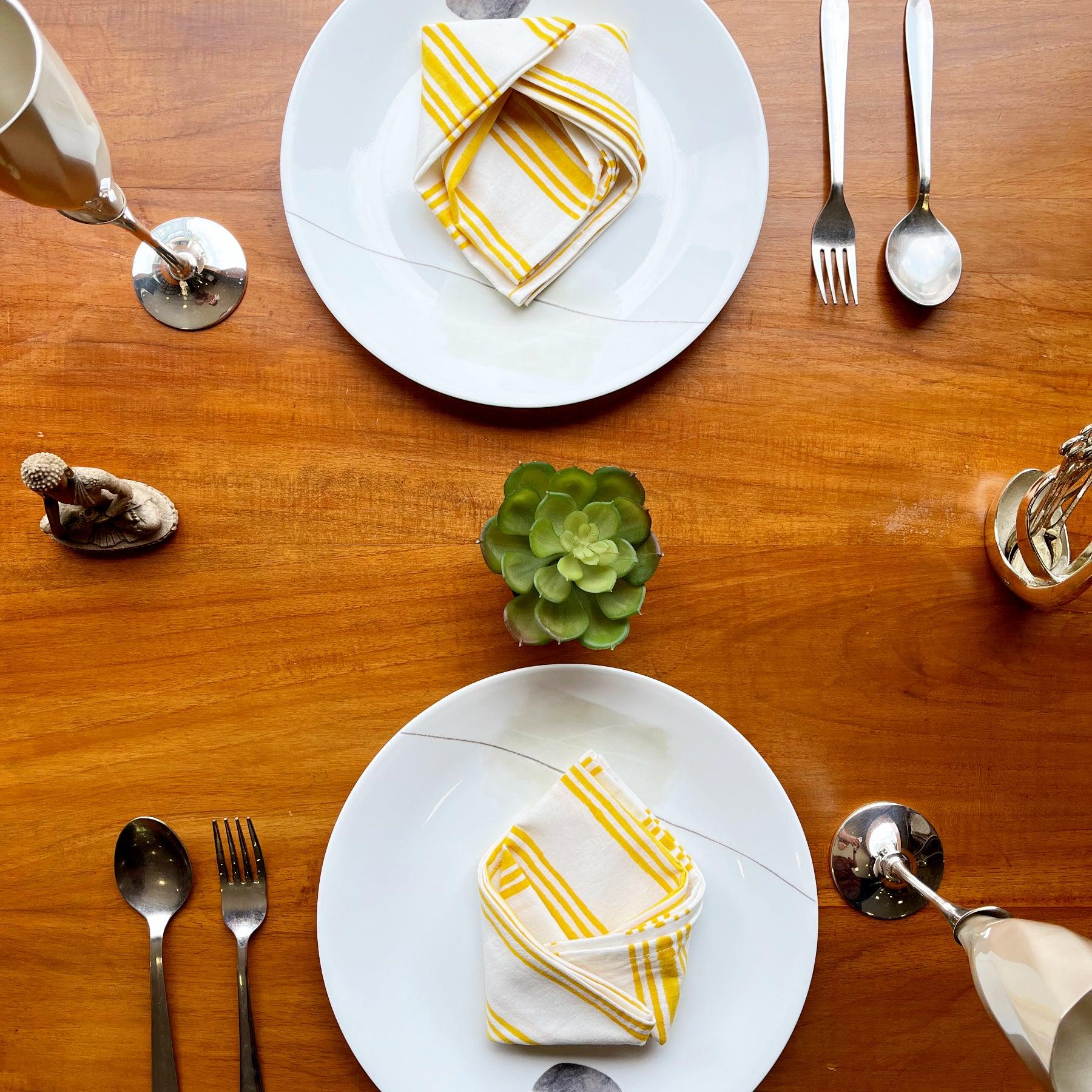 Yellow Stripe Napkin- Set of 6