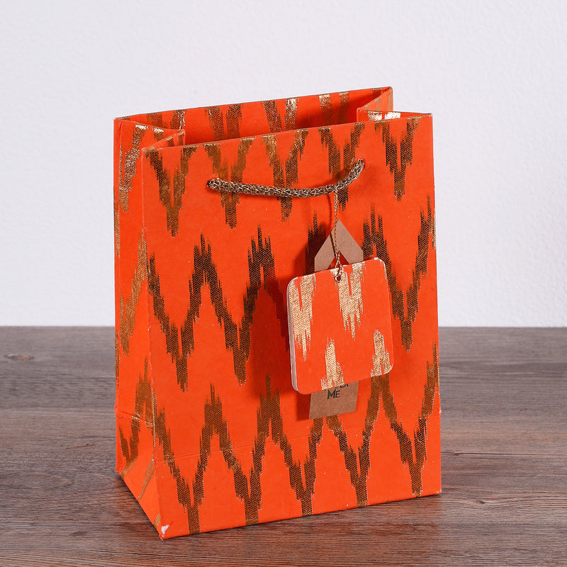 Ikat Orange Color Small Bag Set of 3