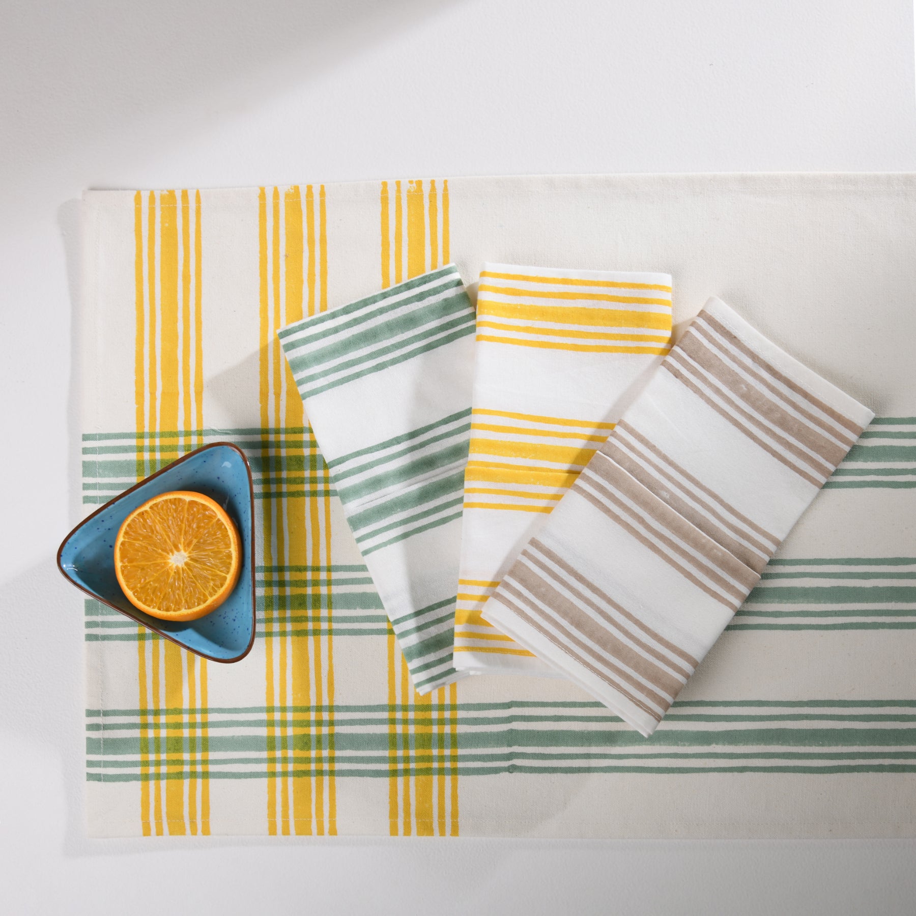 Yellow-Green Table Mat Set of 6 Ratan Texprocess Pvt. Ltd