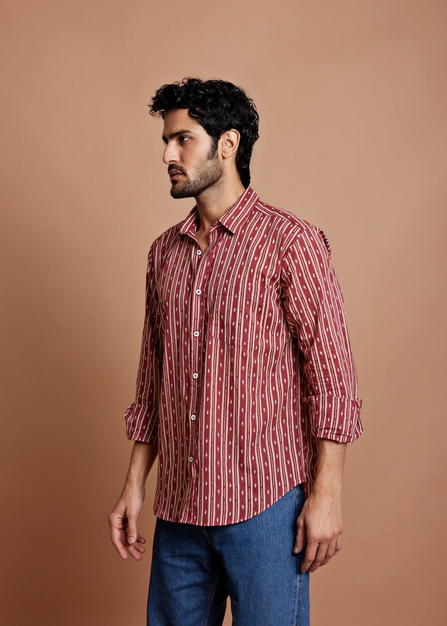 Maroon Regular Cotton Full Sleeve Shirt Ratan Texprocess Pvt. Ltd