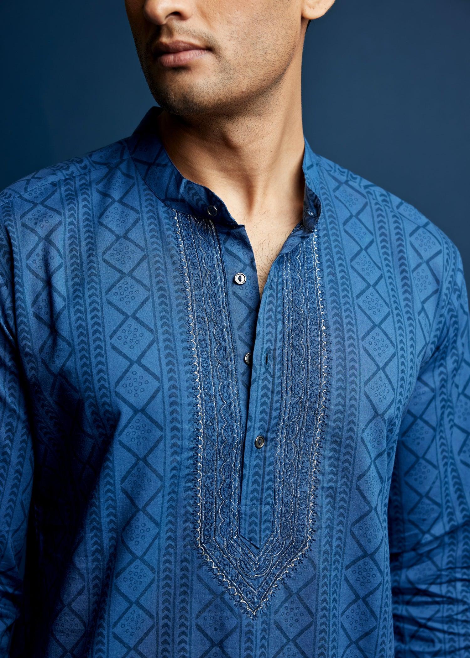 Men's Cotton Kurta Blue