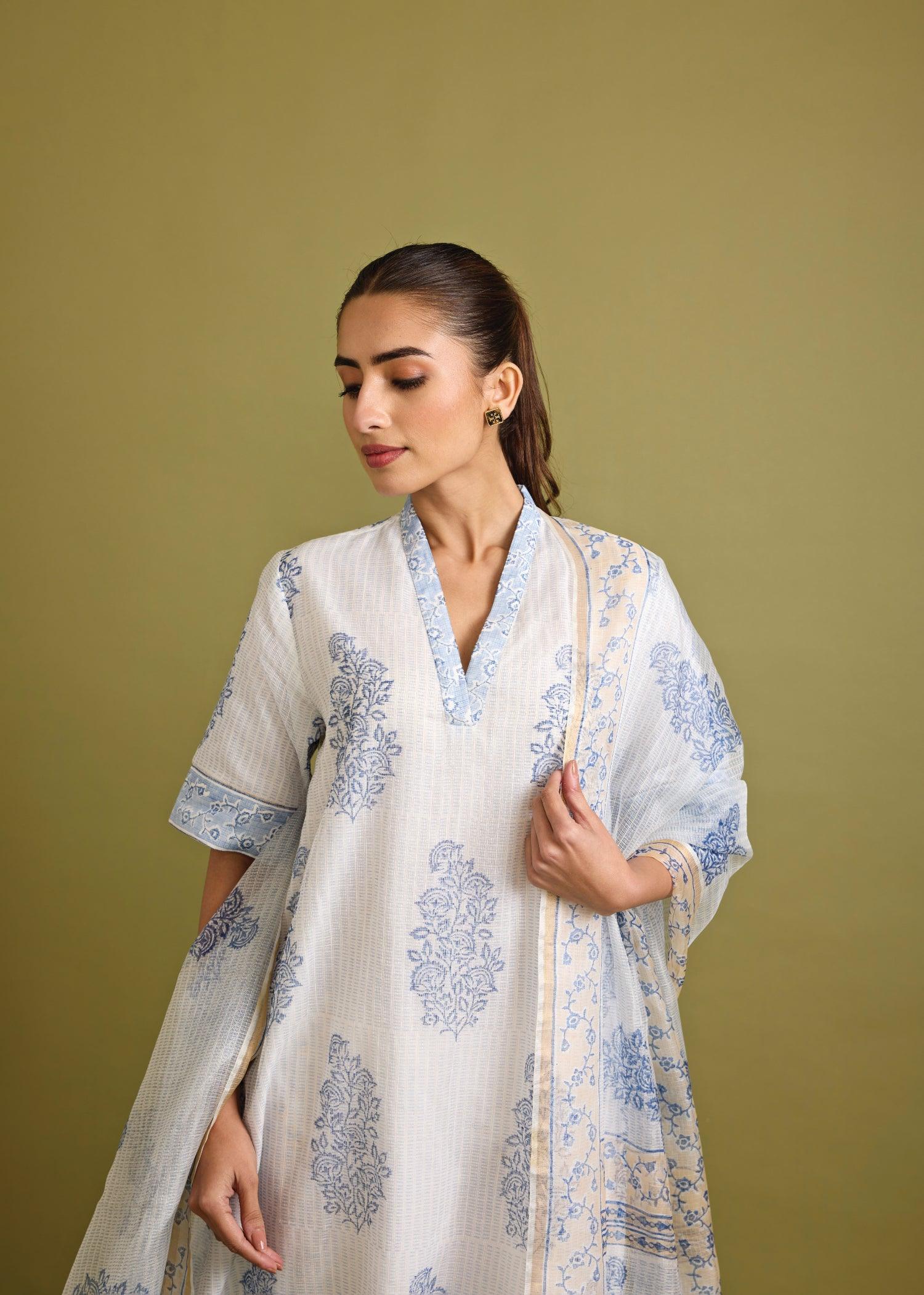 Blue & White Laavanya Suit Set