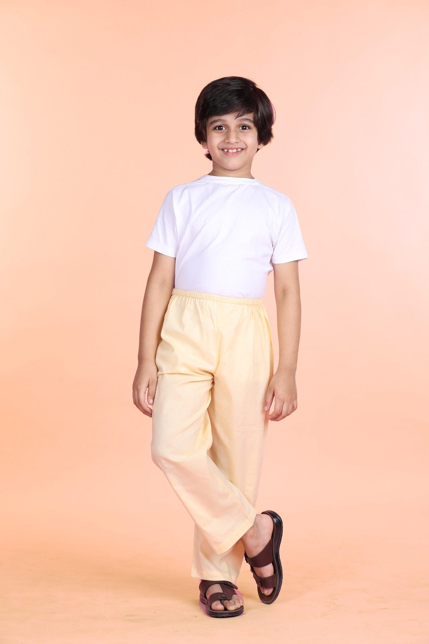 Creme Pyjama Pants Boys (6 Months-14 Years) Ratan Jaipur