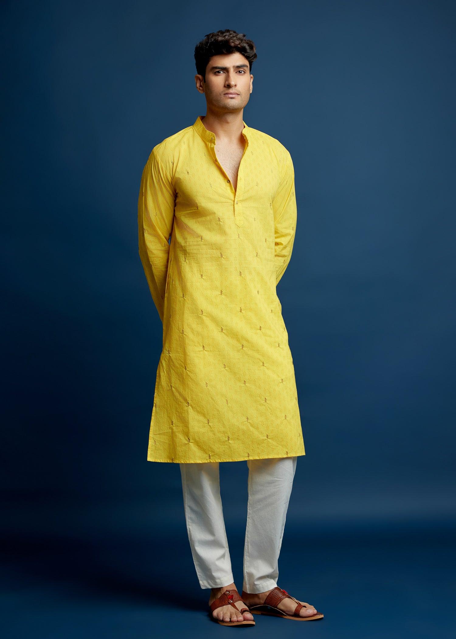 Men's Cotton Kurta Yellow