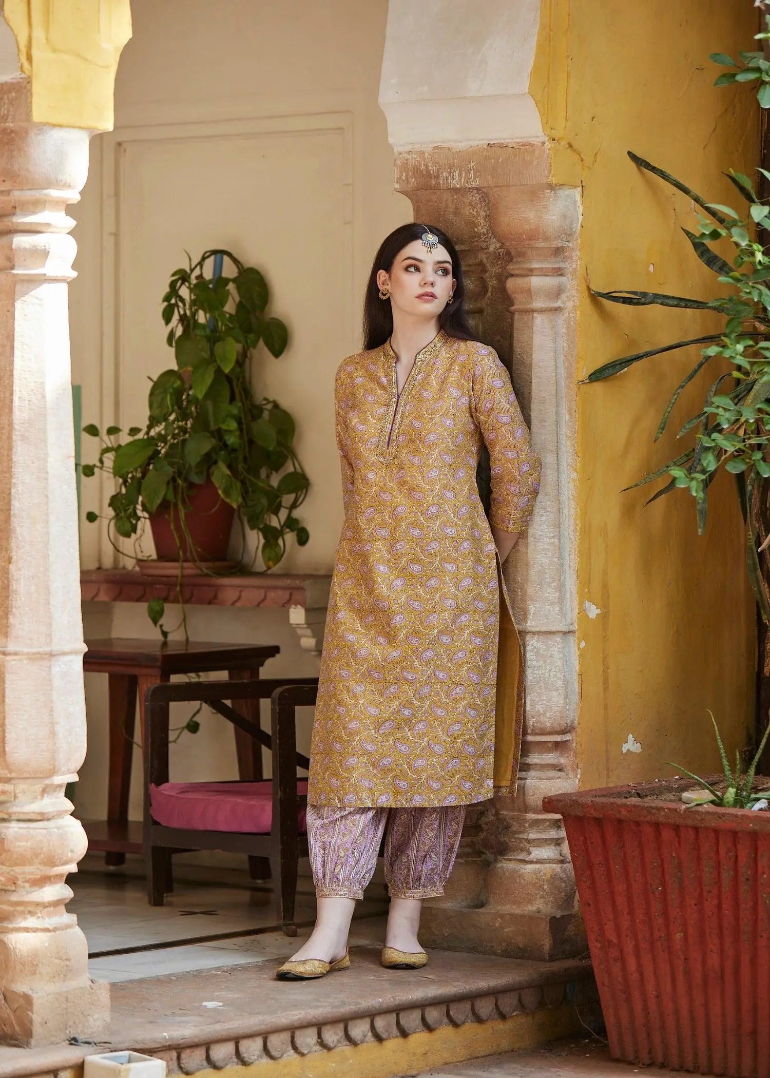 Yellow Chanderi Lotus Kurta | Premium Kurta | Ratan Jaipur