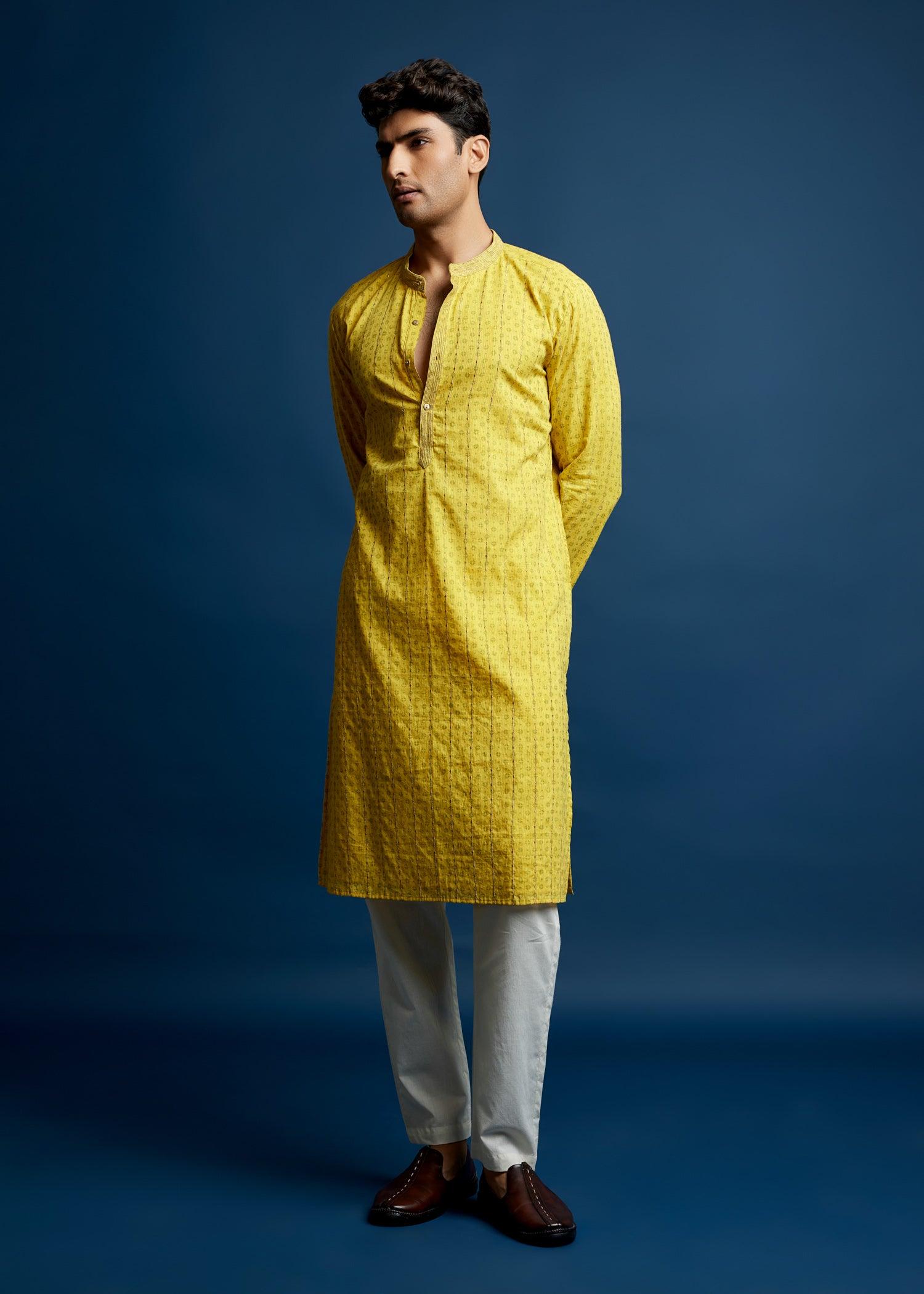 Men's Cotton Kurta Yellow