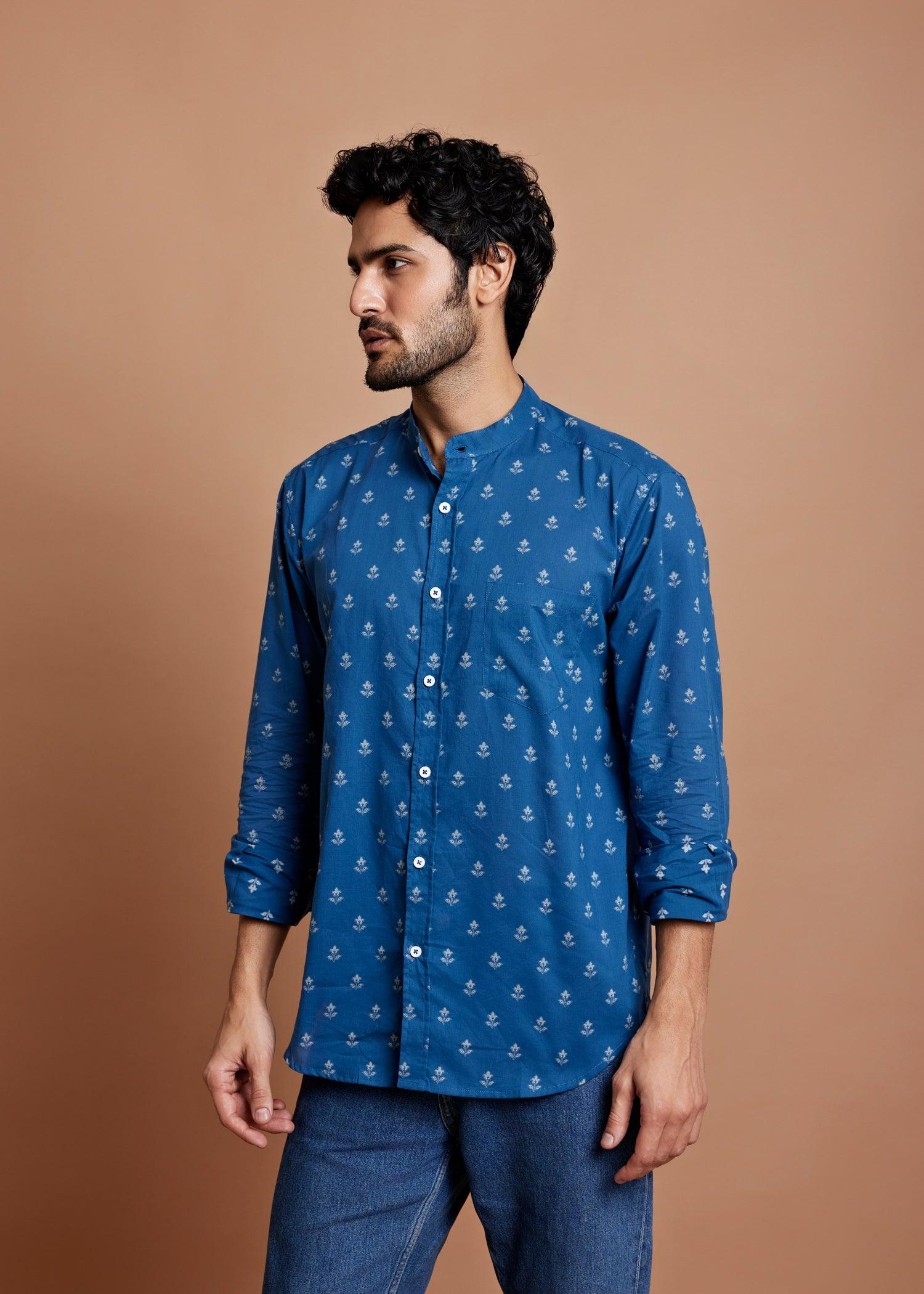 Legion Blue Regular Cotton Full Sleeve Shirt Ratan Texprocess Pvt. Ltd