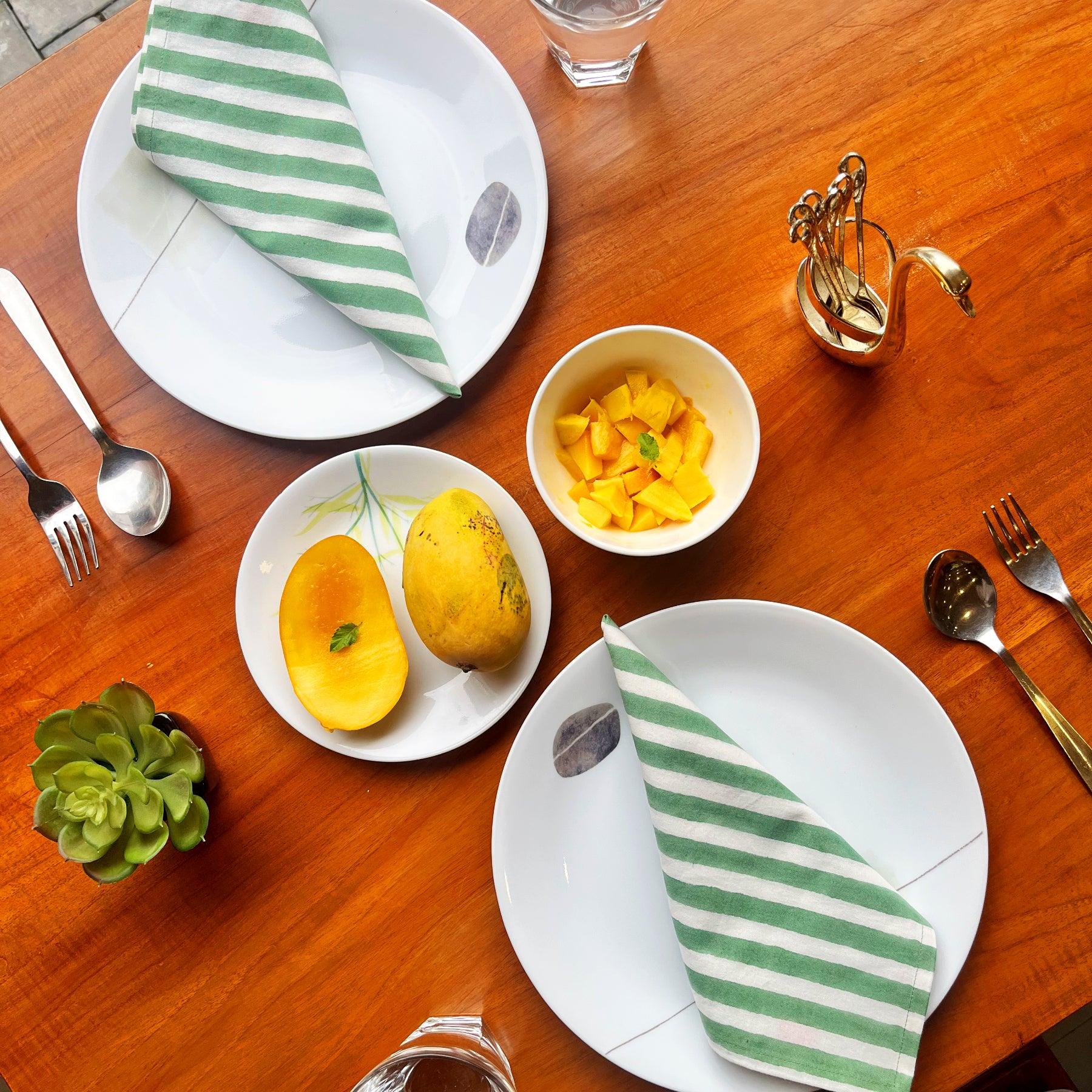 Green Stripe Napkin- Set of 6