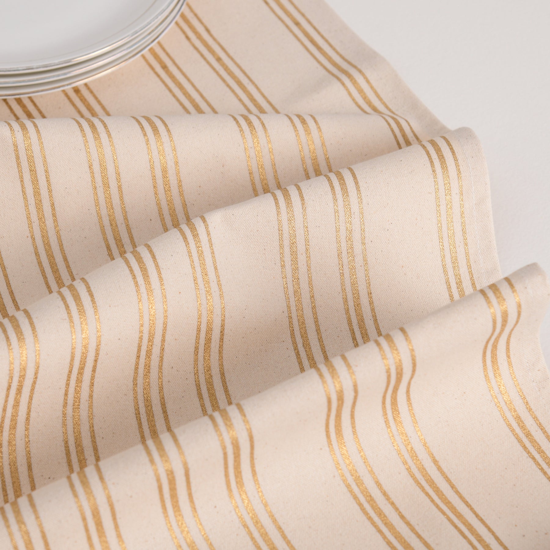 Linear Stripe Creme-Gold Runner Ratan Texprocess Pvt. Ltd