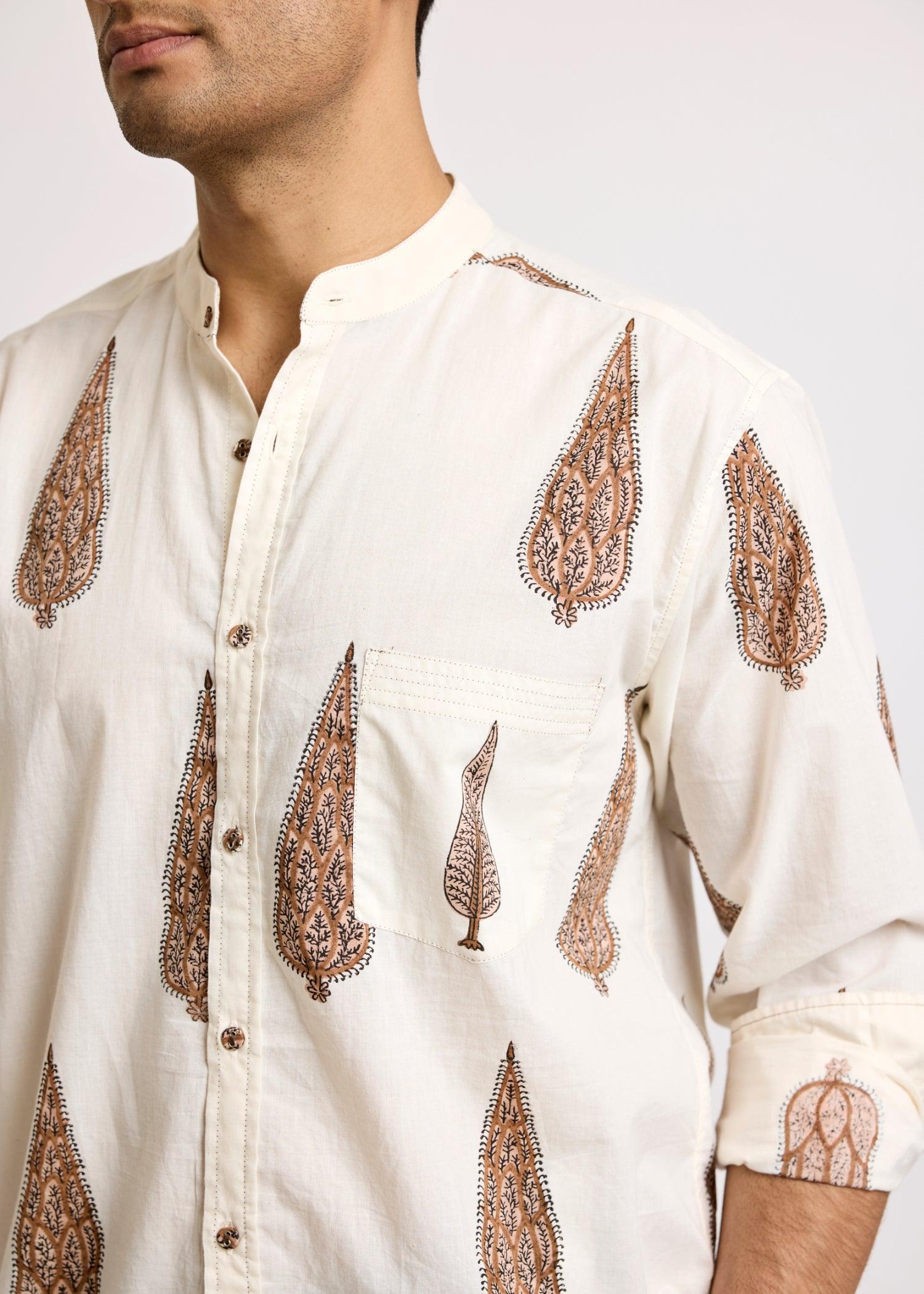 Crème & Sirocco Cotton Full Sleeve Shirt Ratan Texprocess Pvt. Ltd