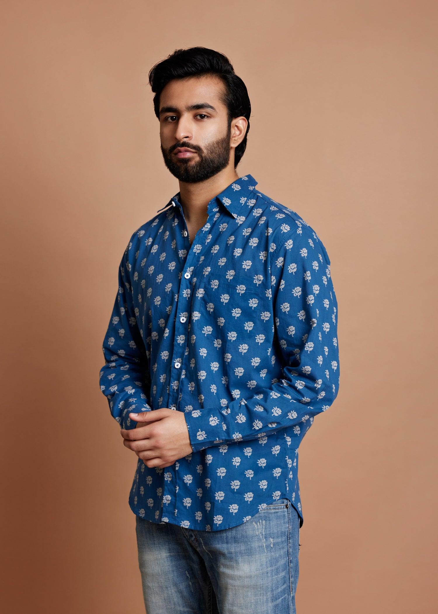 Legion Blue Regular Cotton Full Sleeve Shirt Ratan Texprocess Pvt. Ltd