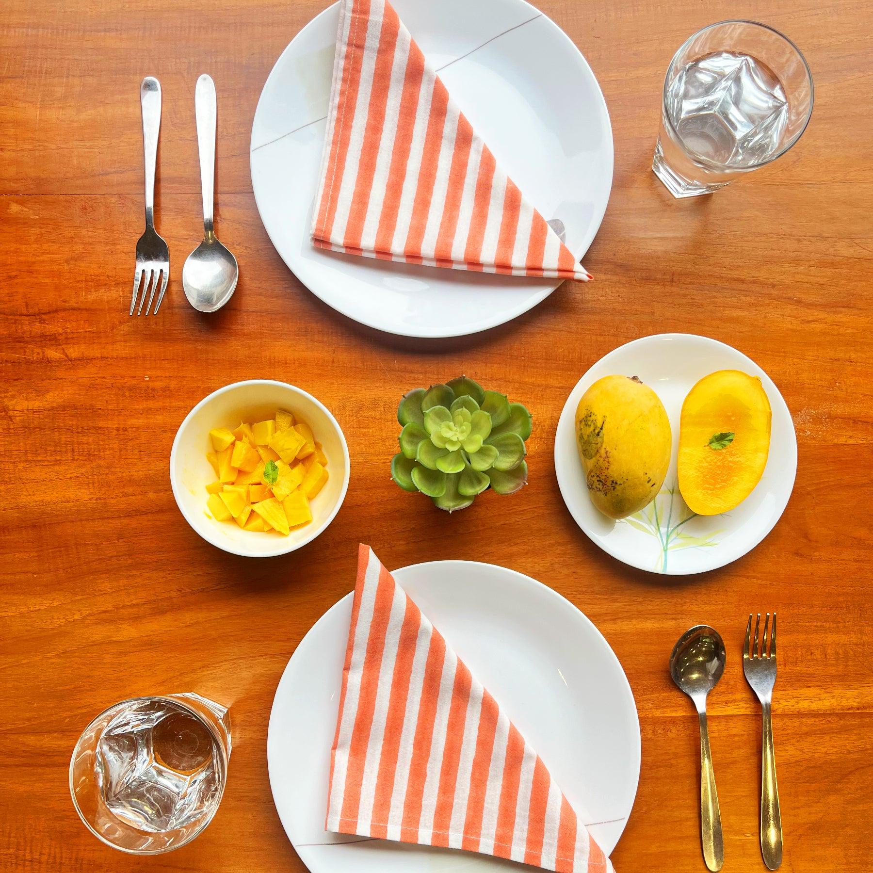 Orange Stripe Napkin- Set of 6