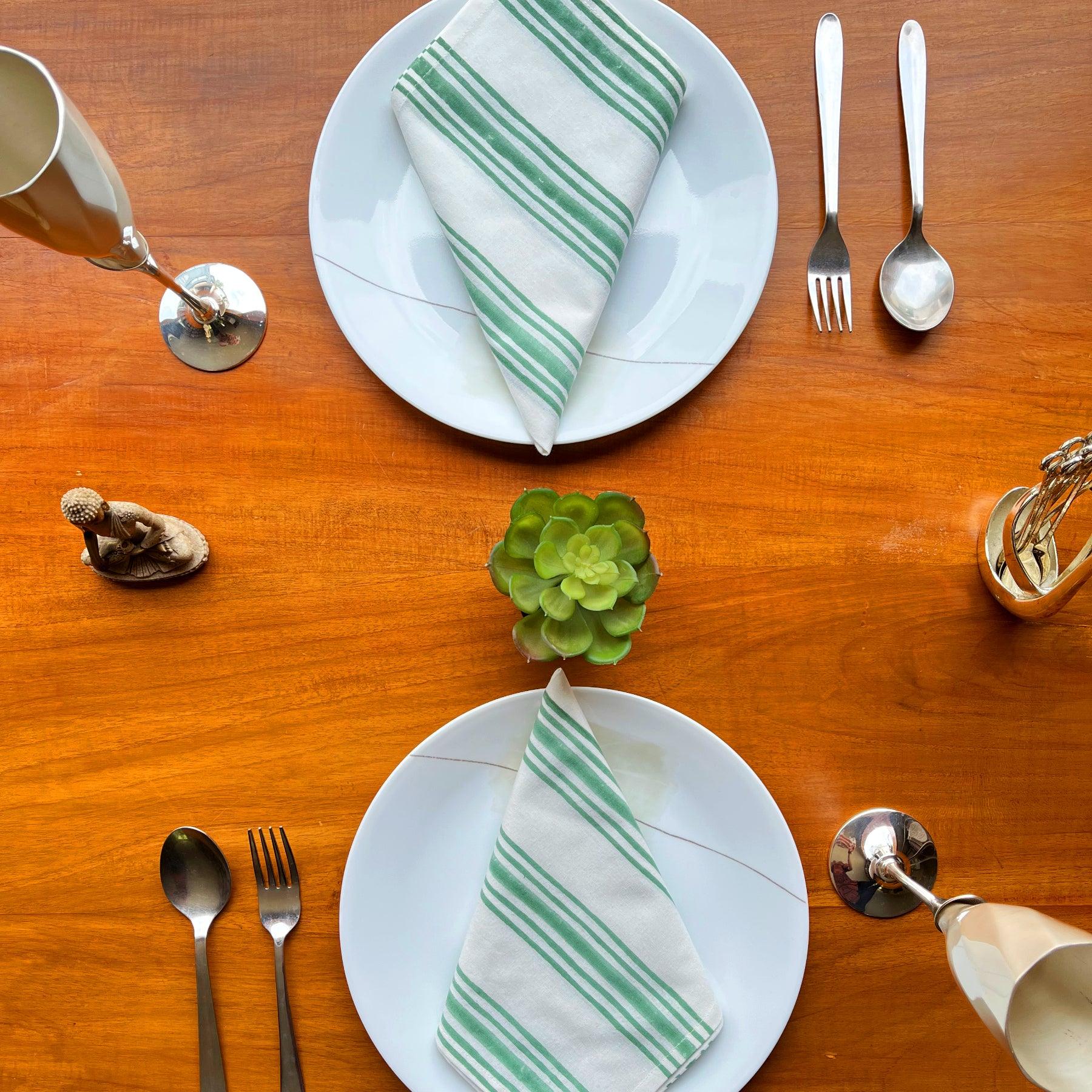 Green Stripe Napkin- Set of 6