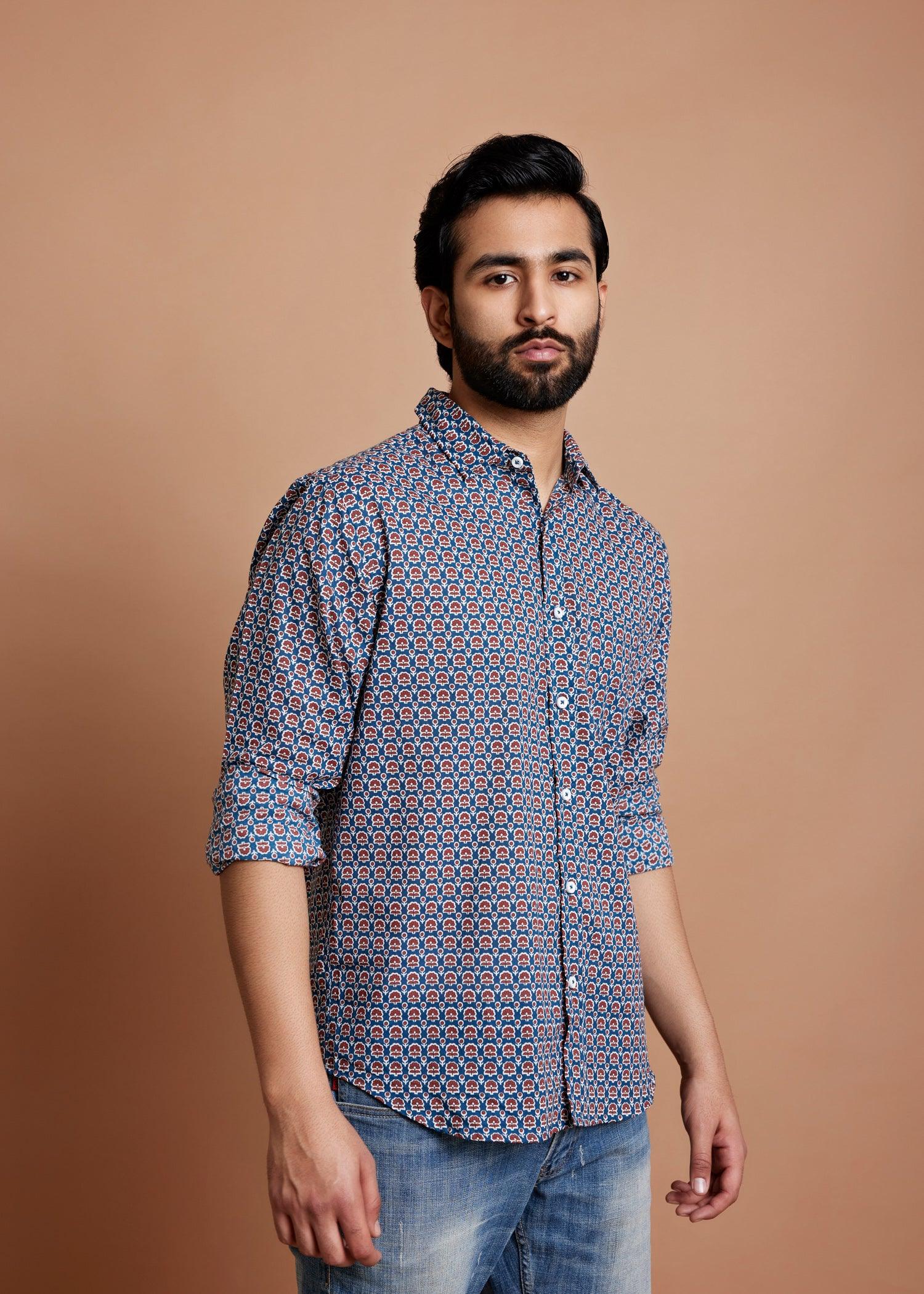 Legion Blue Regular Cotton Full Sleeve Shirt Ratan Texprocess Pvt. Ltd