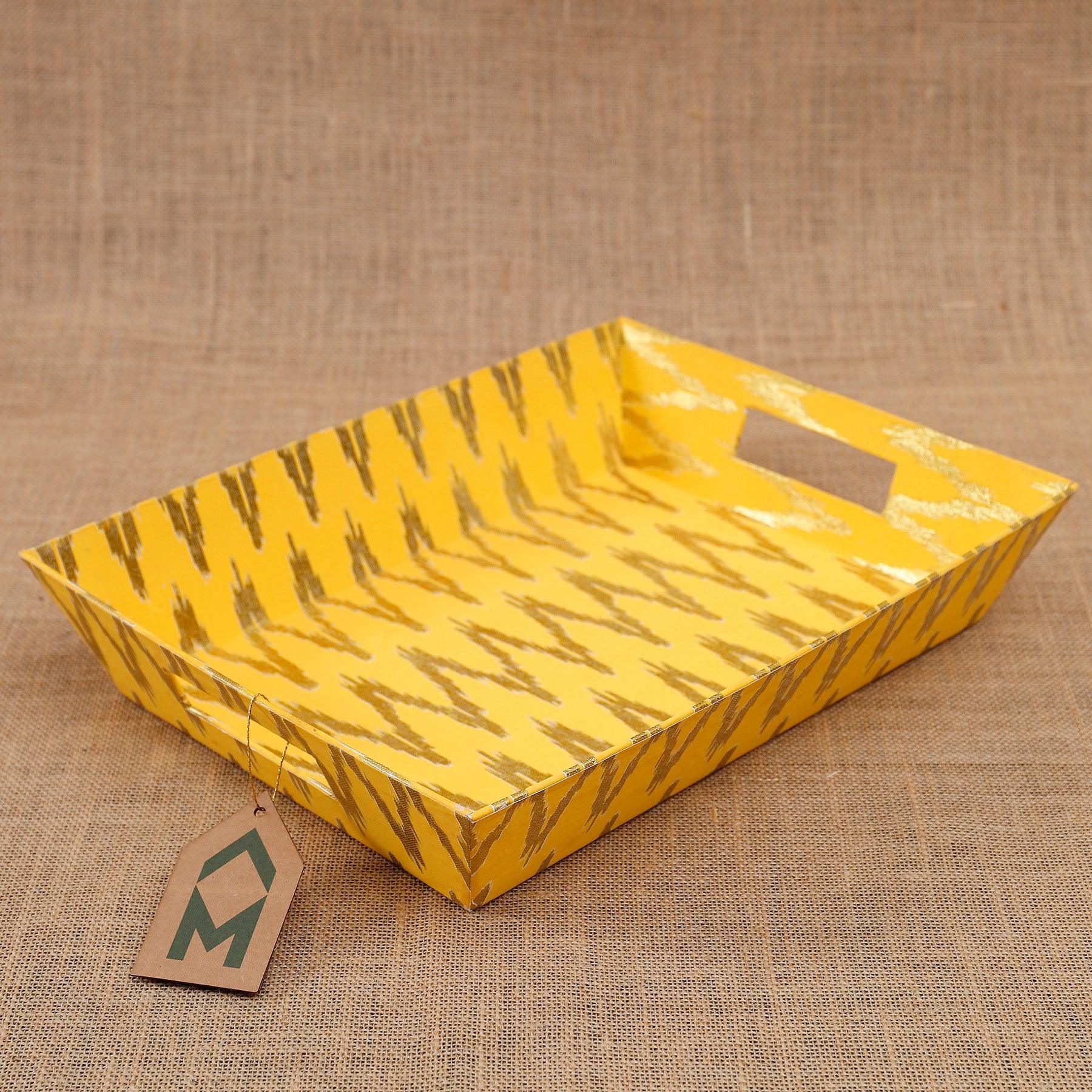 Ikat Yellow Gift Tray Set of 3