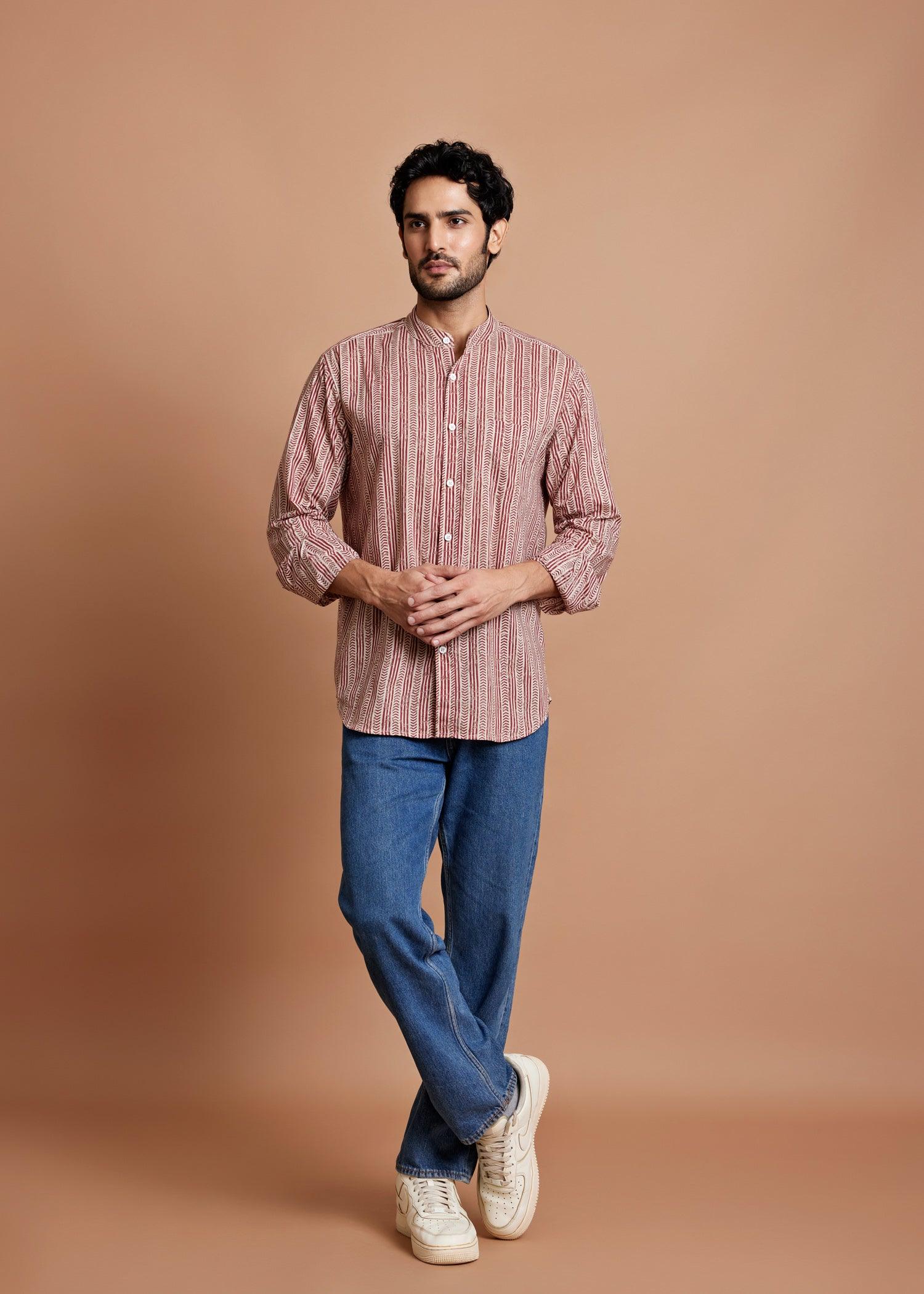 Red Regular Cotton Full Sleeve Shirt Ratan Texprocess Pvt. Ltd