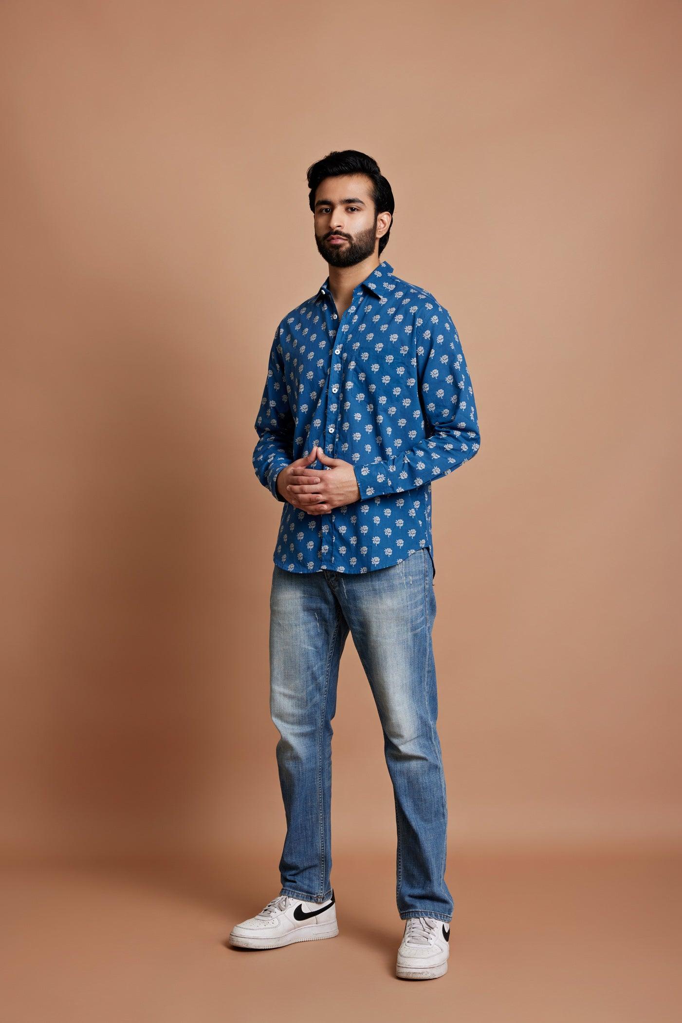 Legion Blue Regular Cotton Full Sleeve Shirt Ratan Texprocess Pvt. Ltd