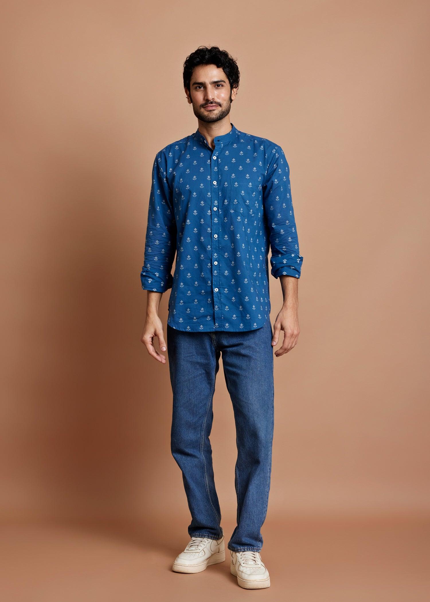 Legion Blue Regular Cotton Full Sleeve Shirt Ratan Texprocess Pvt. Ltd