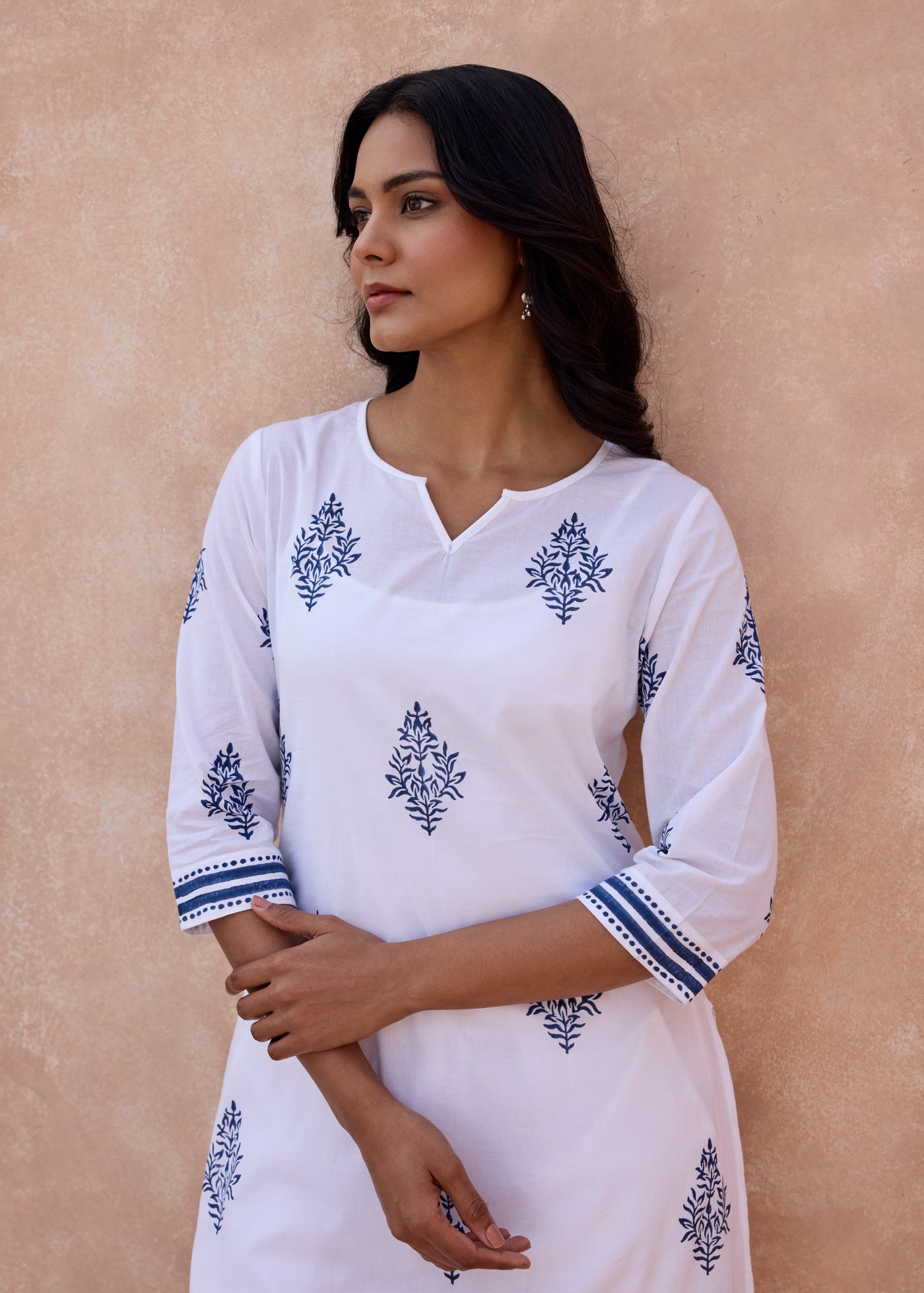 Printed Regular Kurta - White/Navy