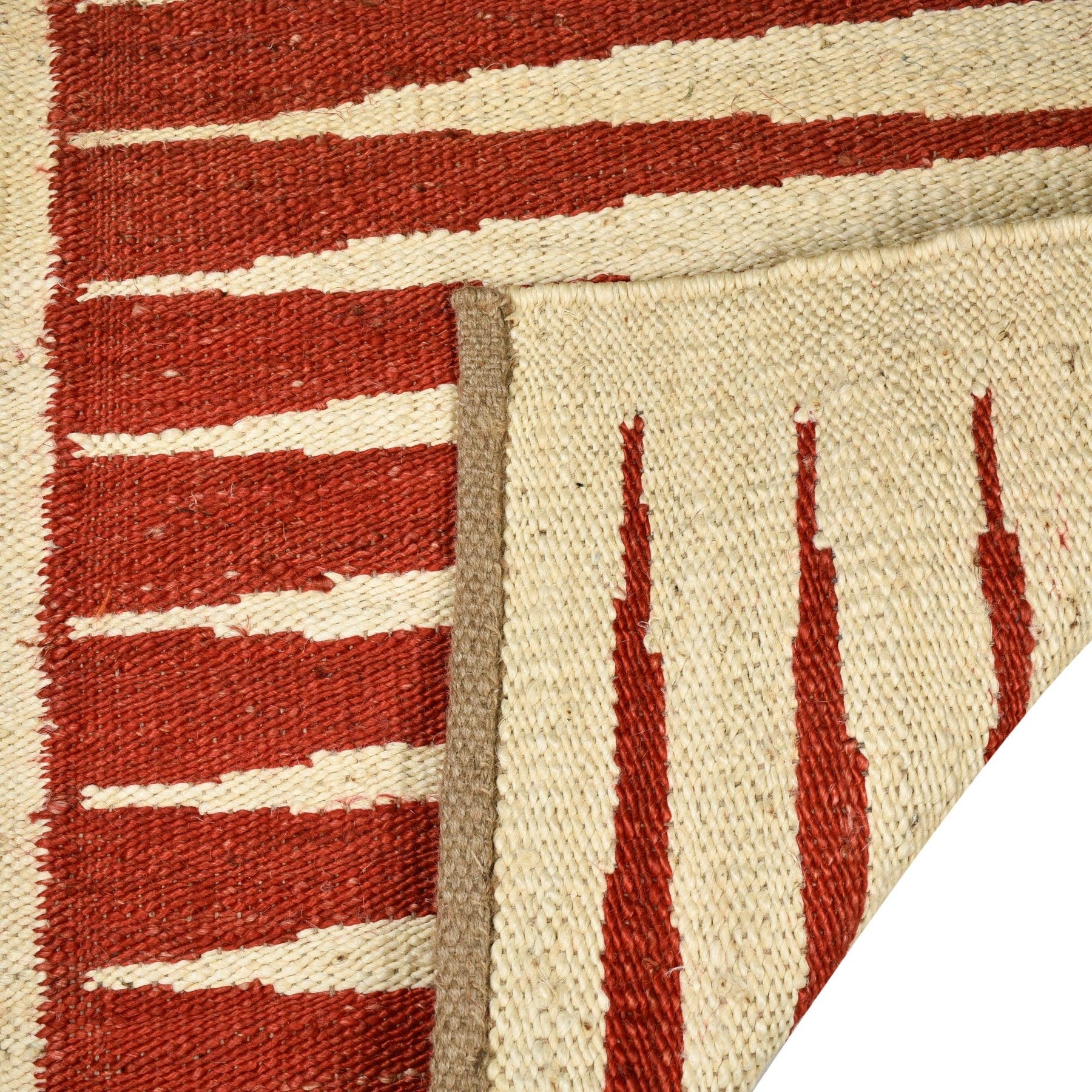 Dazzle Reds Jute Rugs-Bleach White and Red