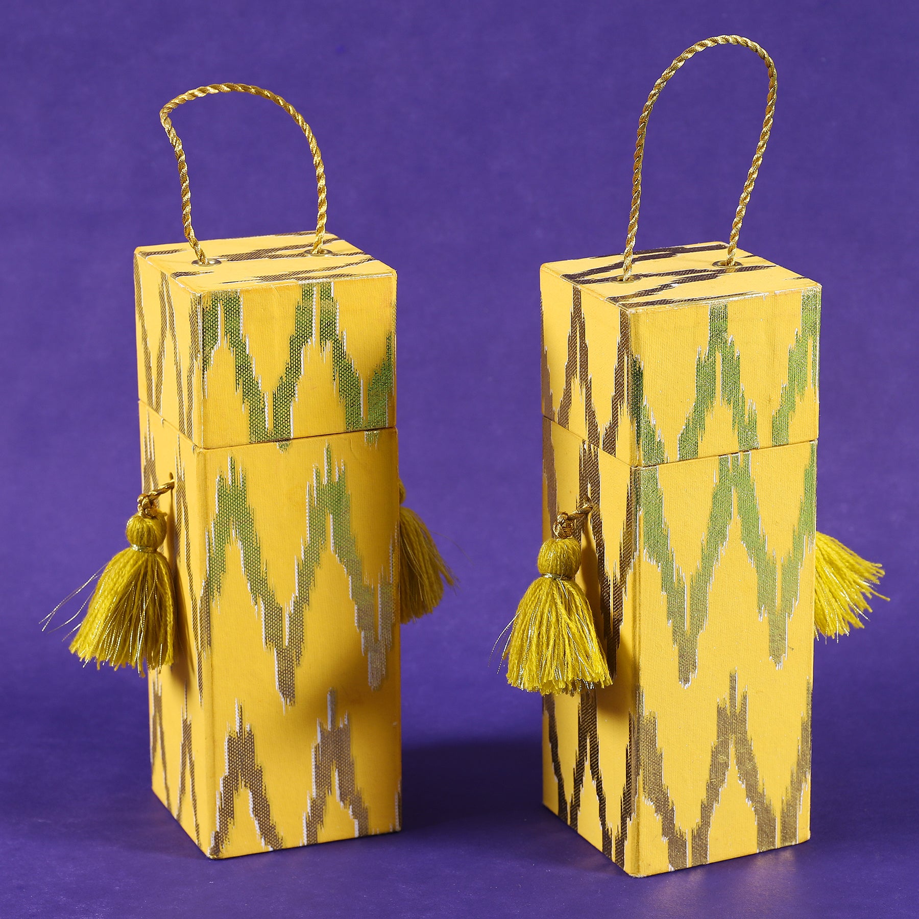 Yellow & Gold Sharbat Bottle Box Set of 2 Ratan Texprocess Pvt. Ltd