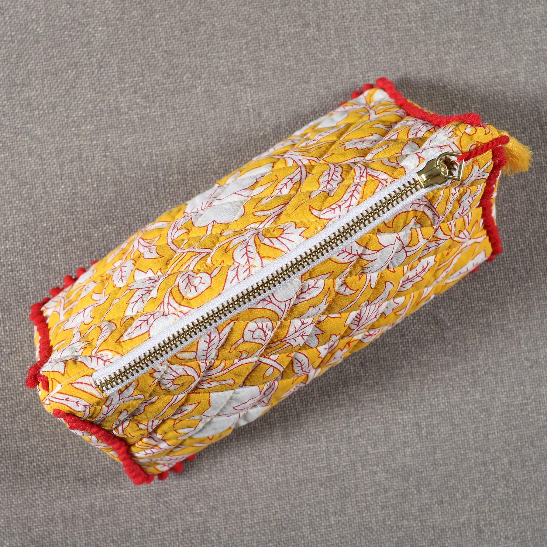 Floral Yellow Cotton 3D Pouch Ratan Texprocess Pvt. Ltd