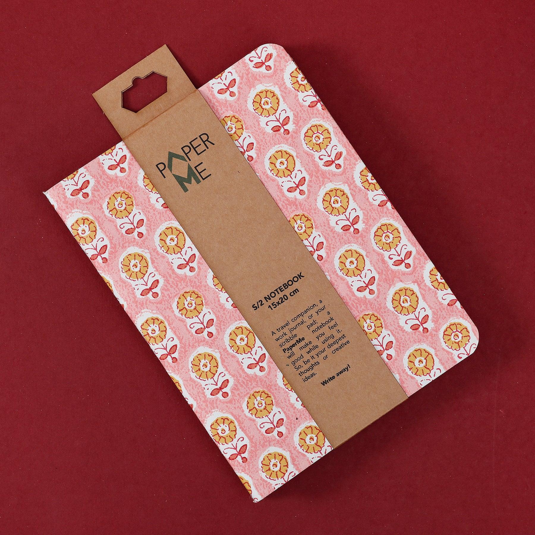 Flower Buti Peach & Brown Soft Cover Notebook Set of 2