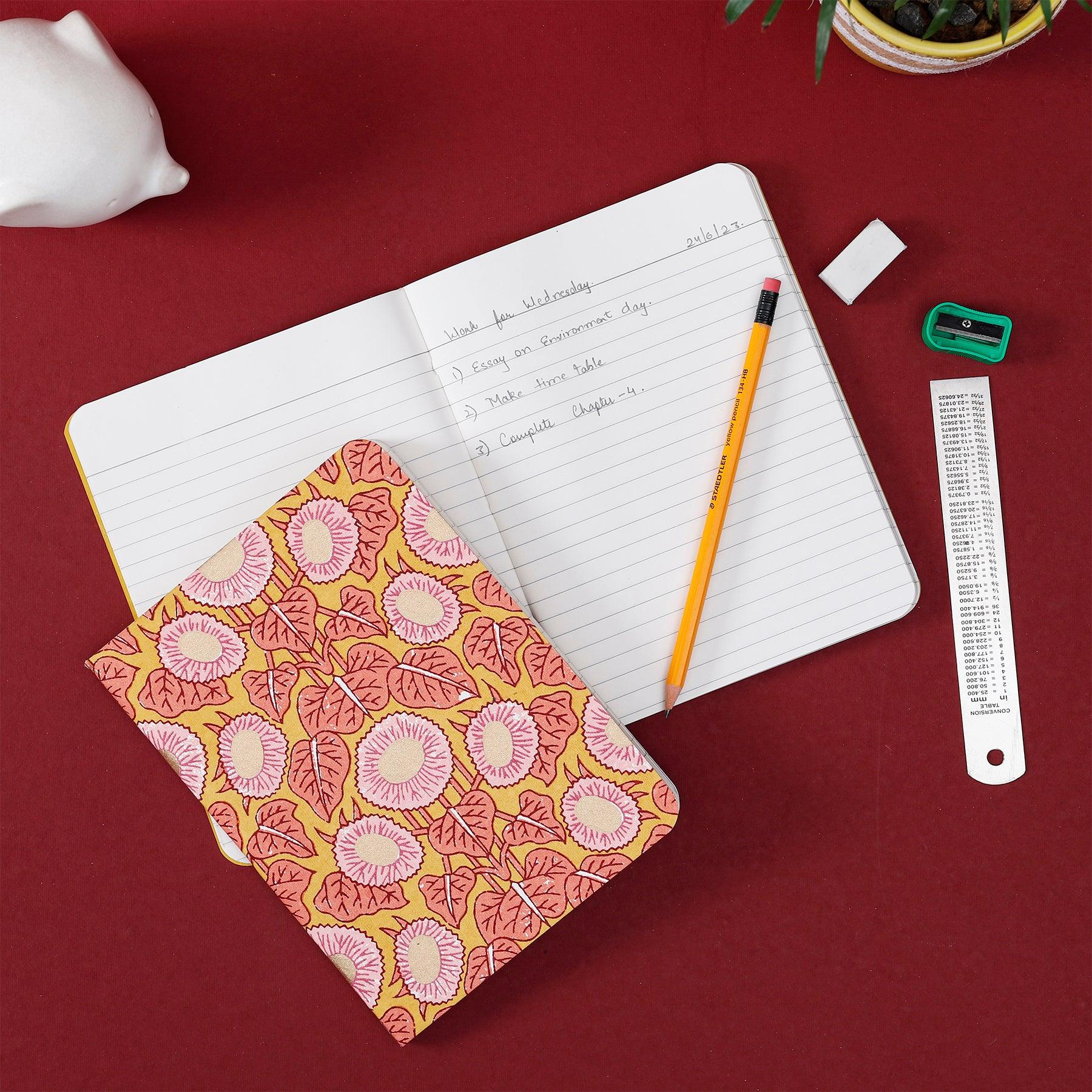 Flower Buti Peach & Brown Soft Cover Notebook Set of 2