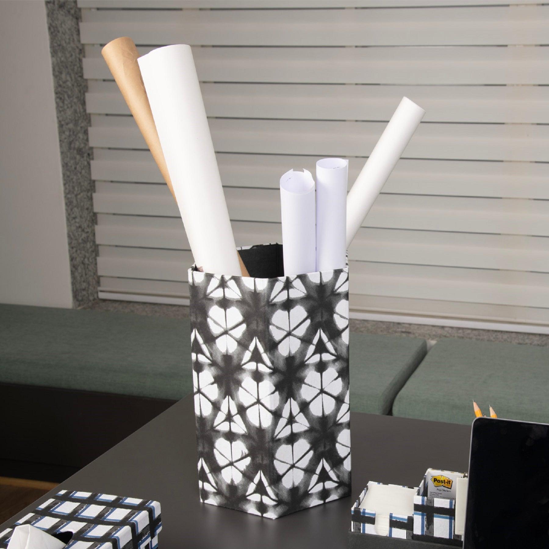 White & Black Collapsible Storage Bin