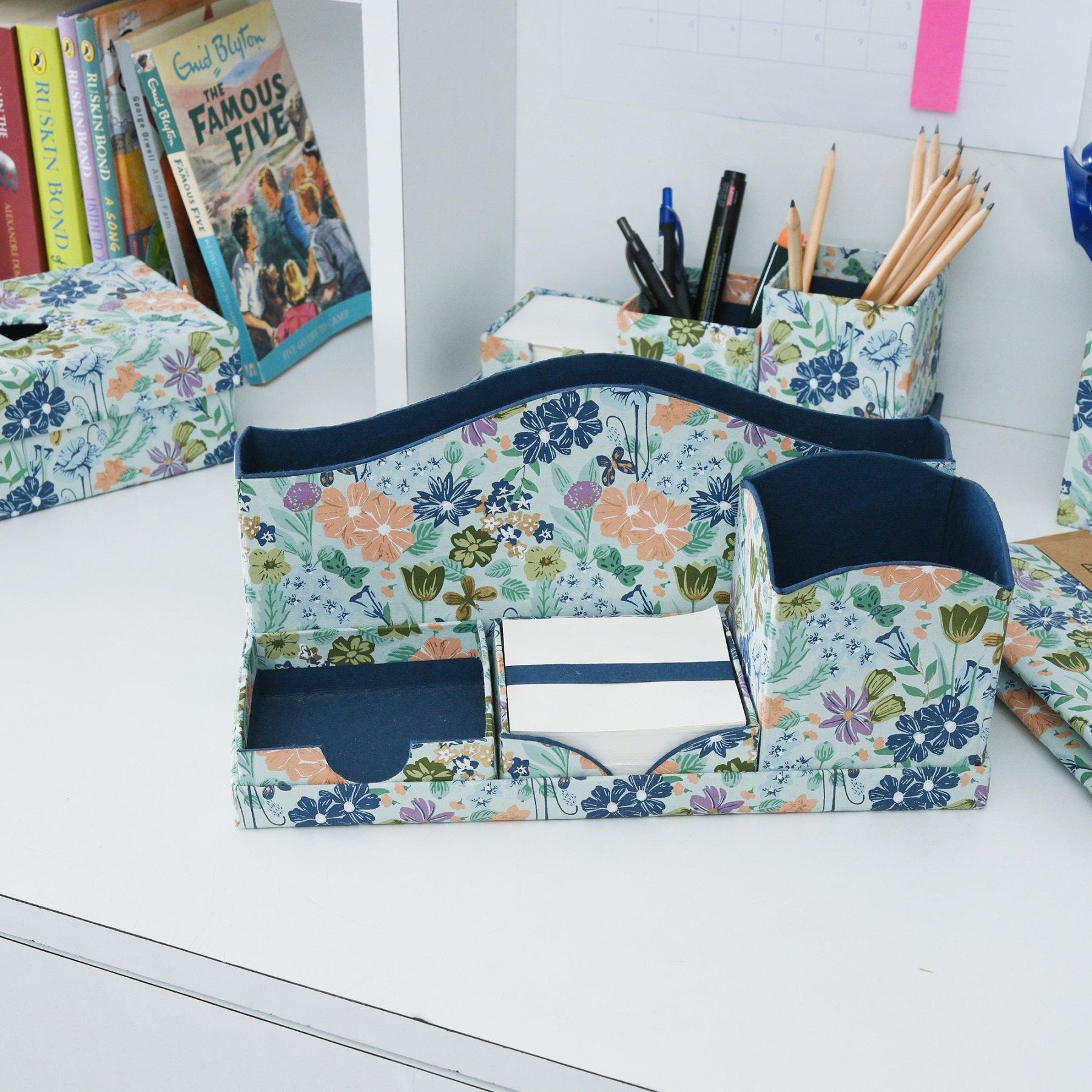 Bageecha Blue Collapsible Desk Organiser