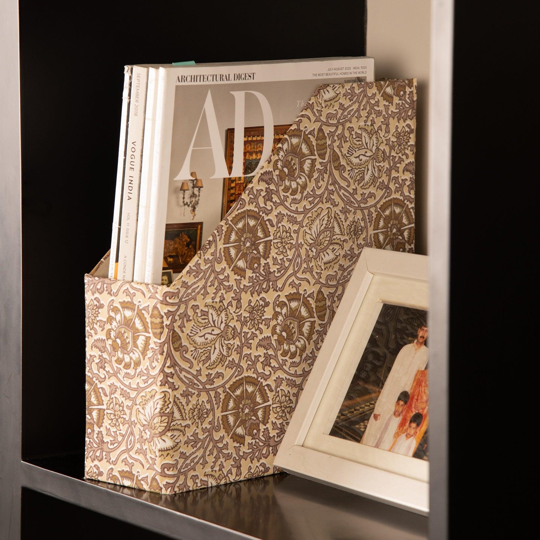 Block Story Jaal Beige Collapsible Magazine Holder