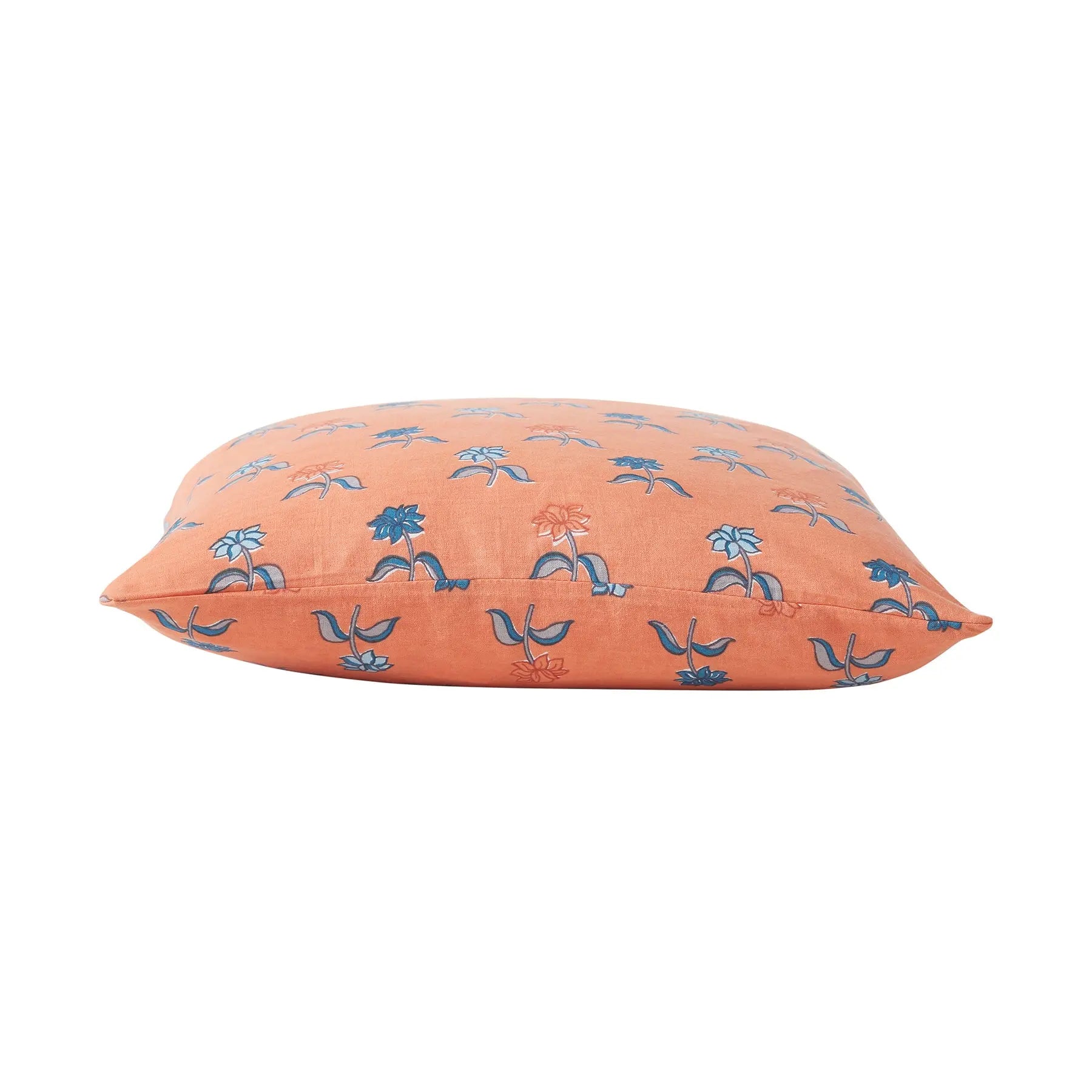 Naqaashi Orange Hand Screen Print Cotton Cushion Cover