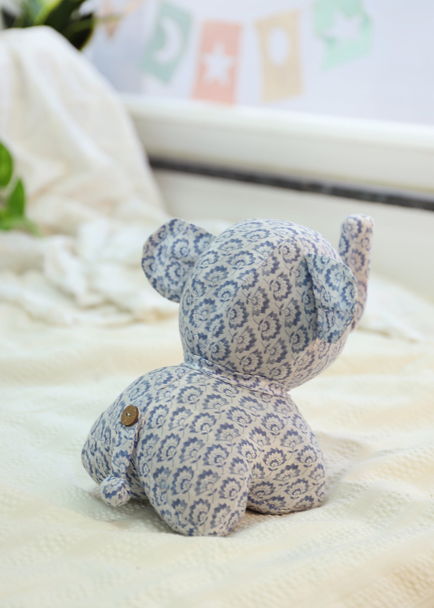 Titan Elephant Plush Toy-White/Blue