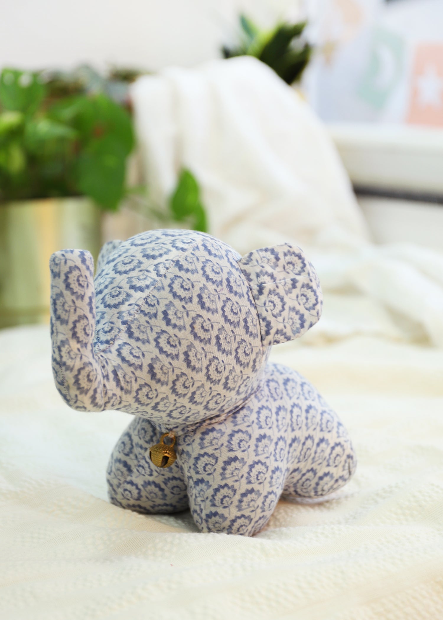 Titan Elephant Plush Toy-White/Blue