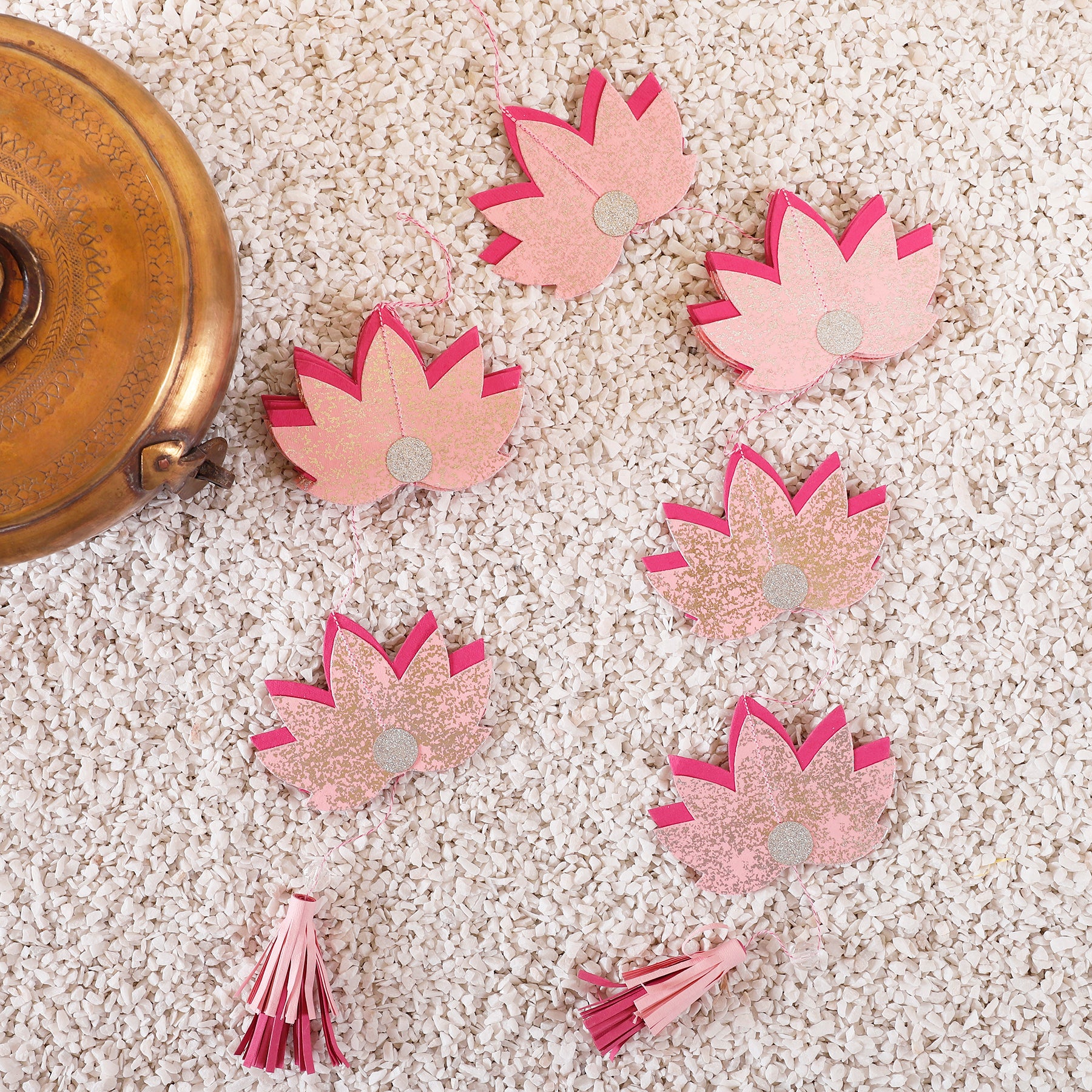 Pink & Dark Pink 3D Lotus Dangler Set of 2