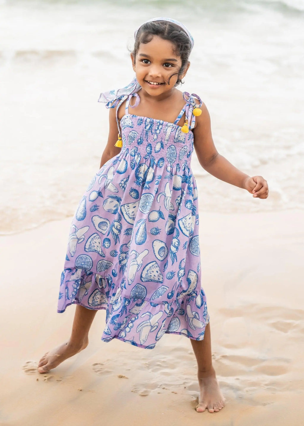 Shop Online Lavender Girls Cotton Premium Sunflower Dress