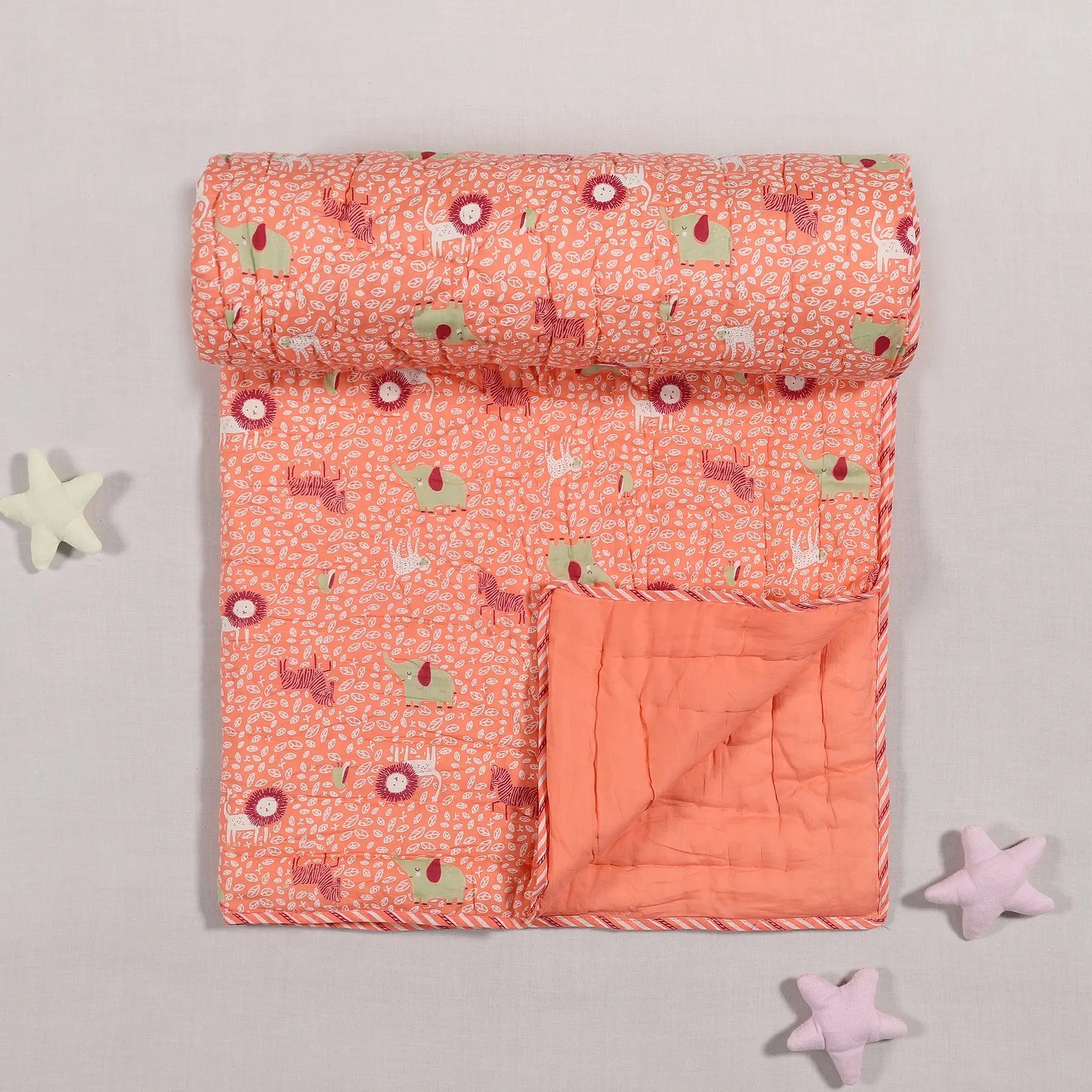 Jungle Safari Peach Cotton Quilt Baby