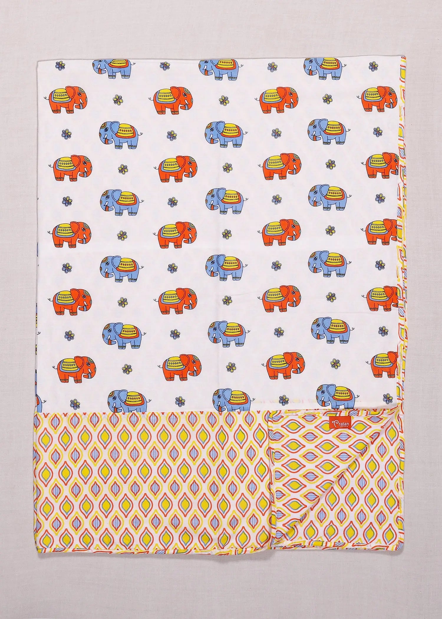 Bholu Hathi Blue/Orange Cotton Dohar Baby