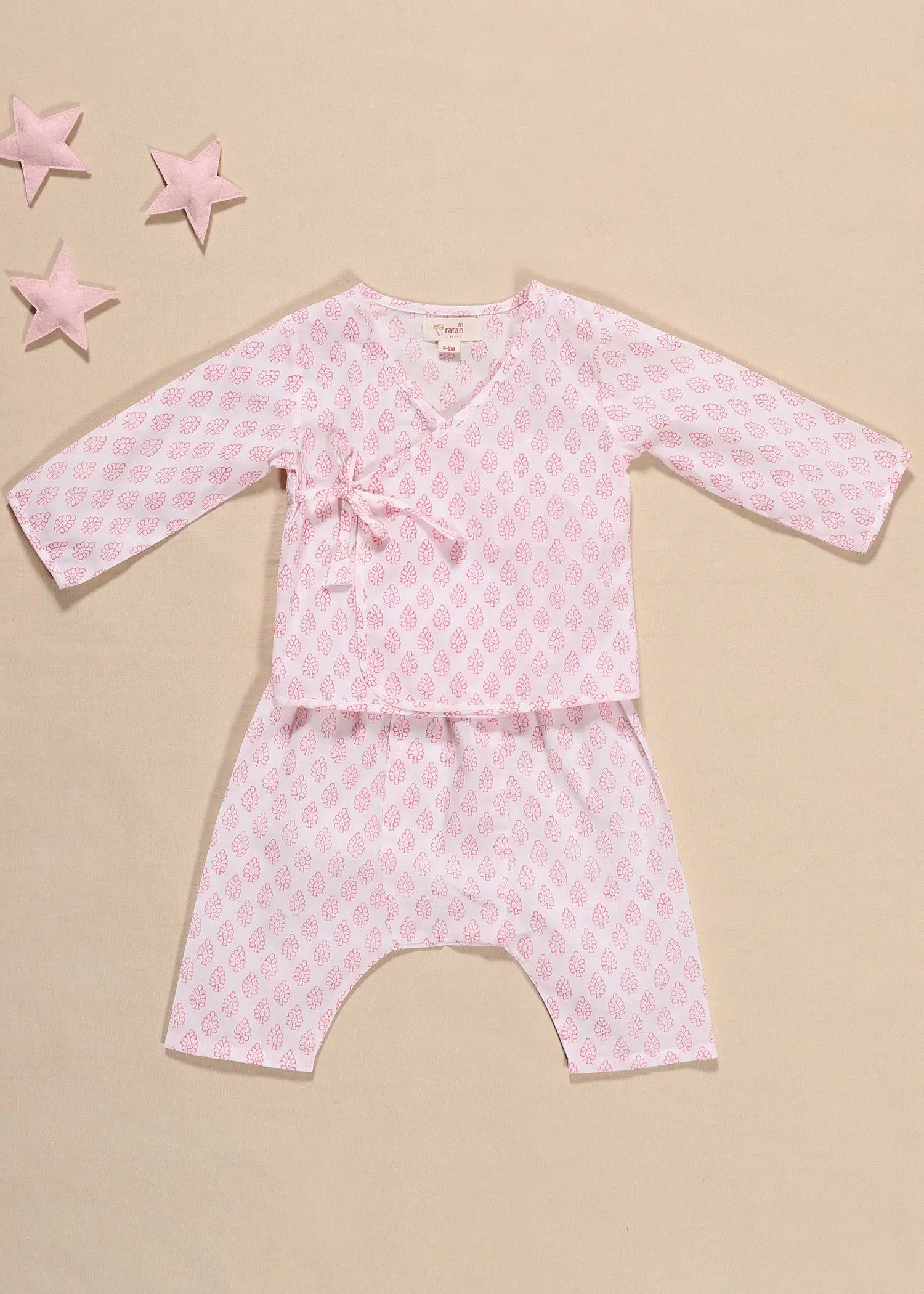 Buti Pink Cotton Night Suit Unisex (3-12 Months)