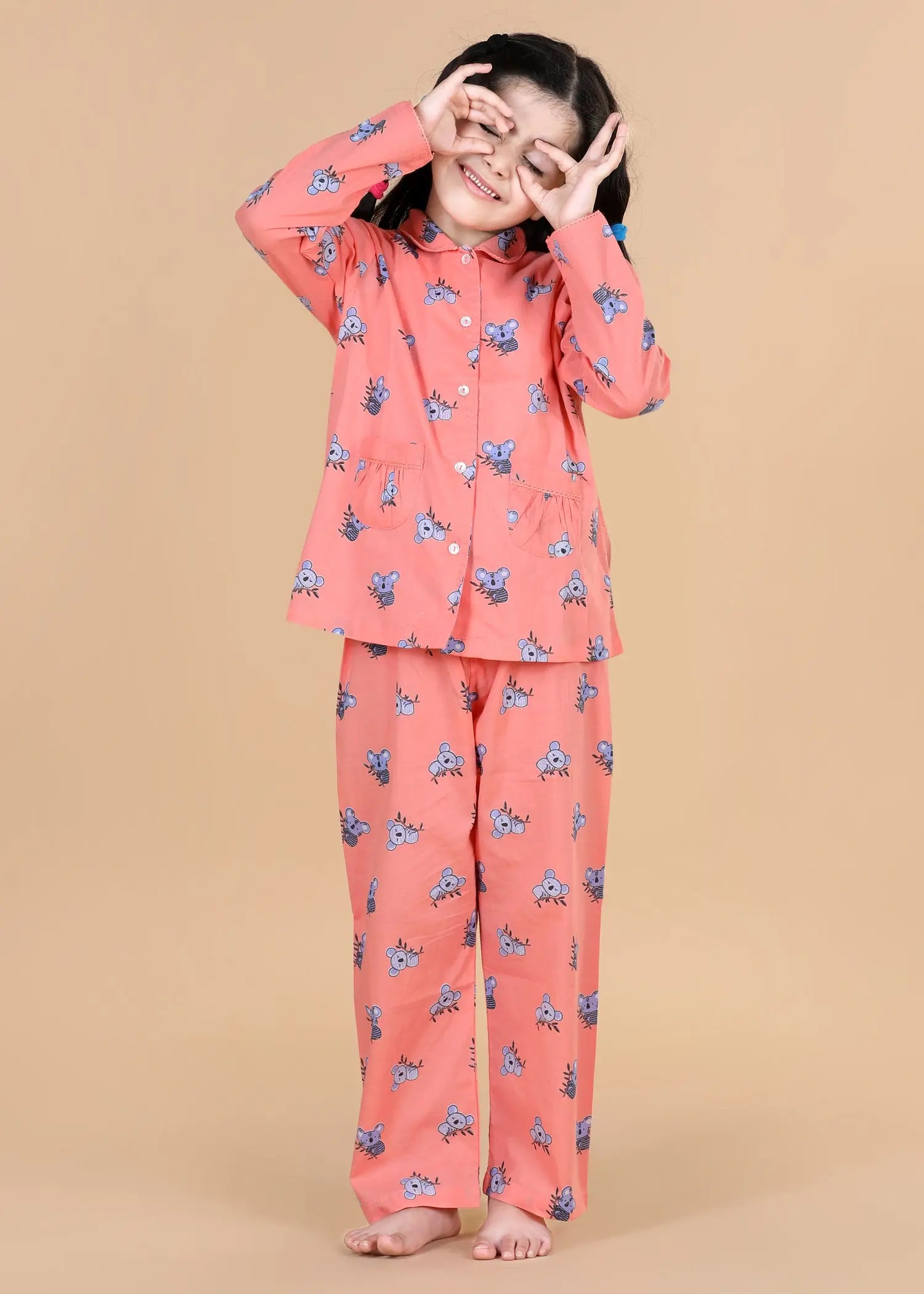 Koala Coral Full Sleeves Cotton Nighsuit Girl (1-12 Years)