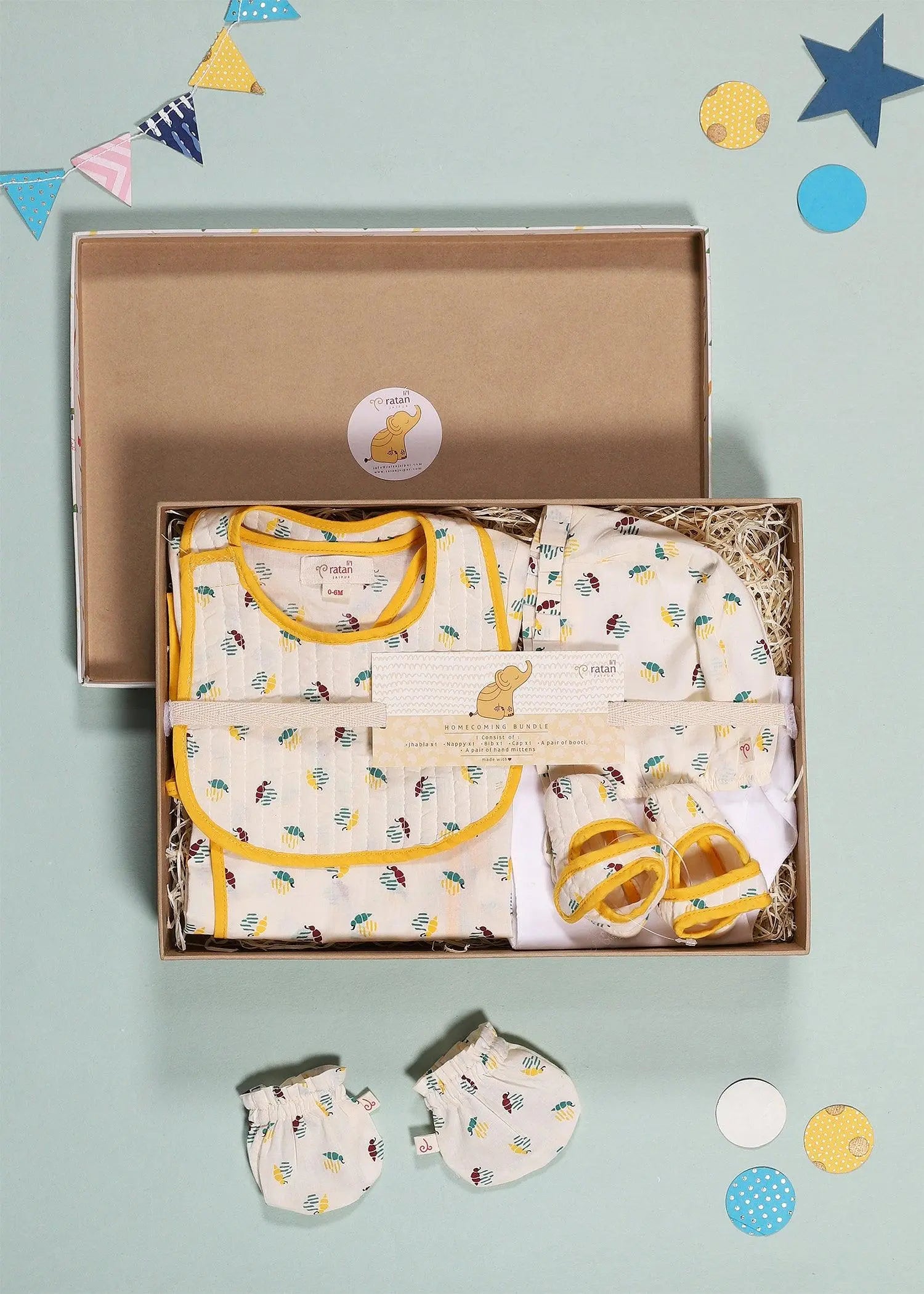 Bees Creme Cotton Home Coming Bundle Baby Gift Set (0-6 Months)