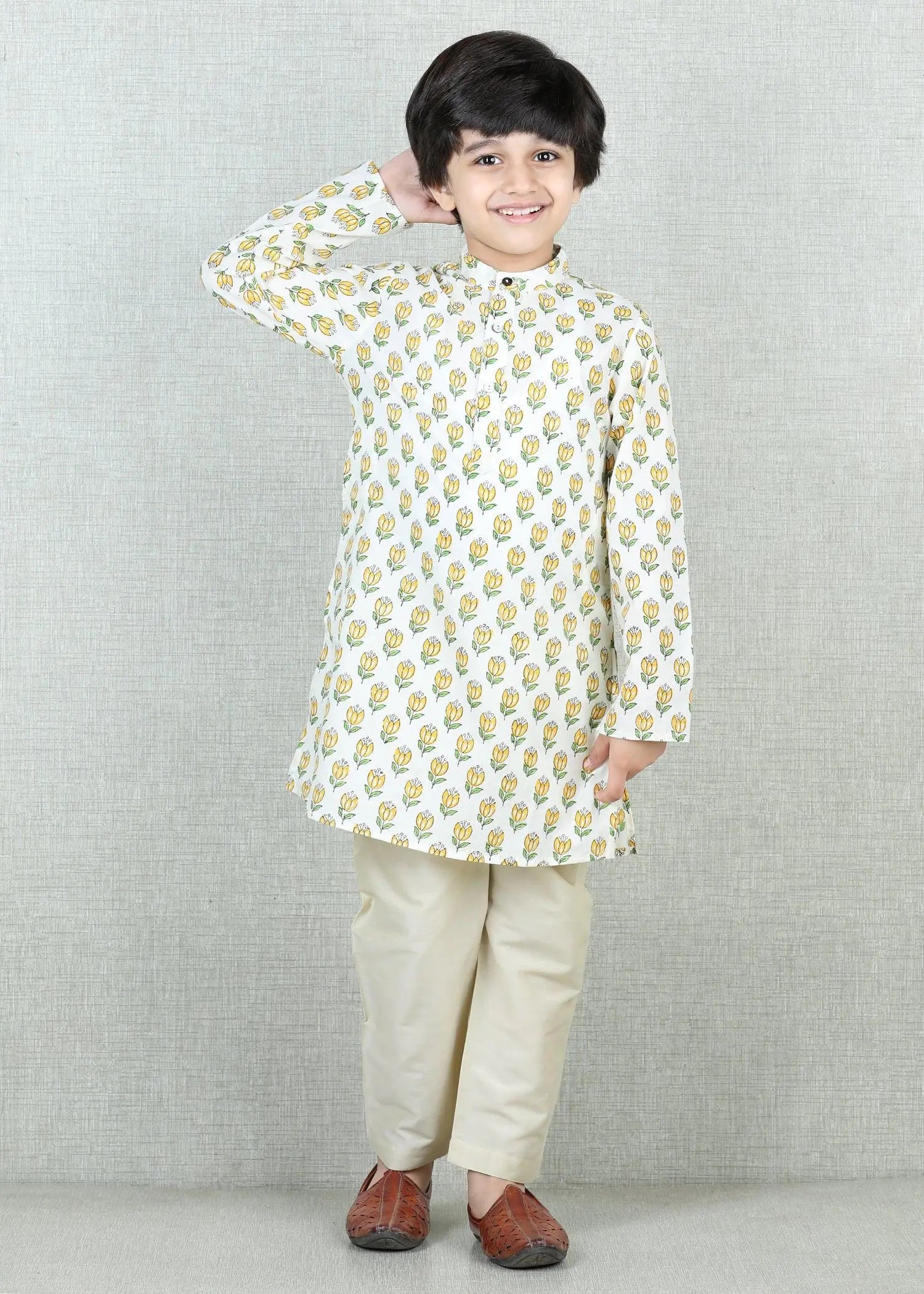 Creme Cotton Full Sleeve Kurta Boys (6 Months -12 Yrs)