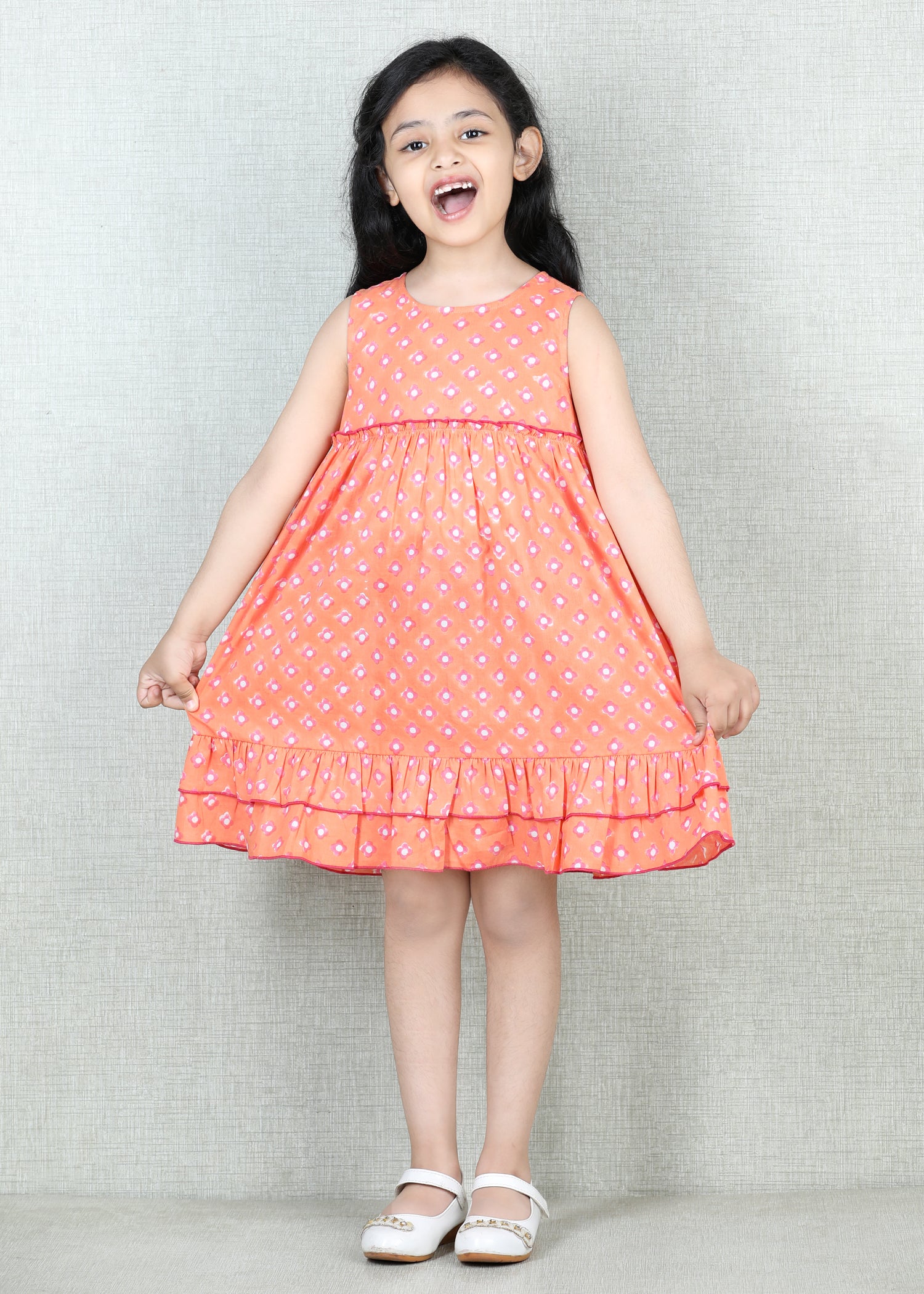 Peach Cotton Sofia Dress  Girls (6 Months -12 Yrs)