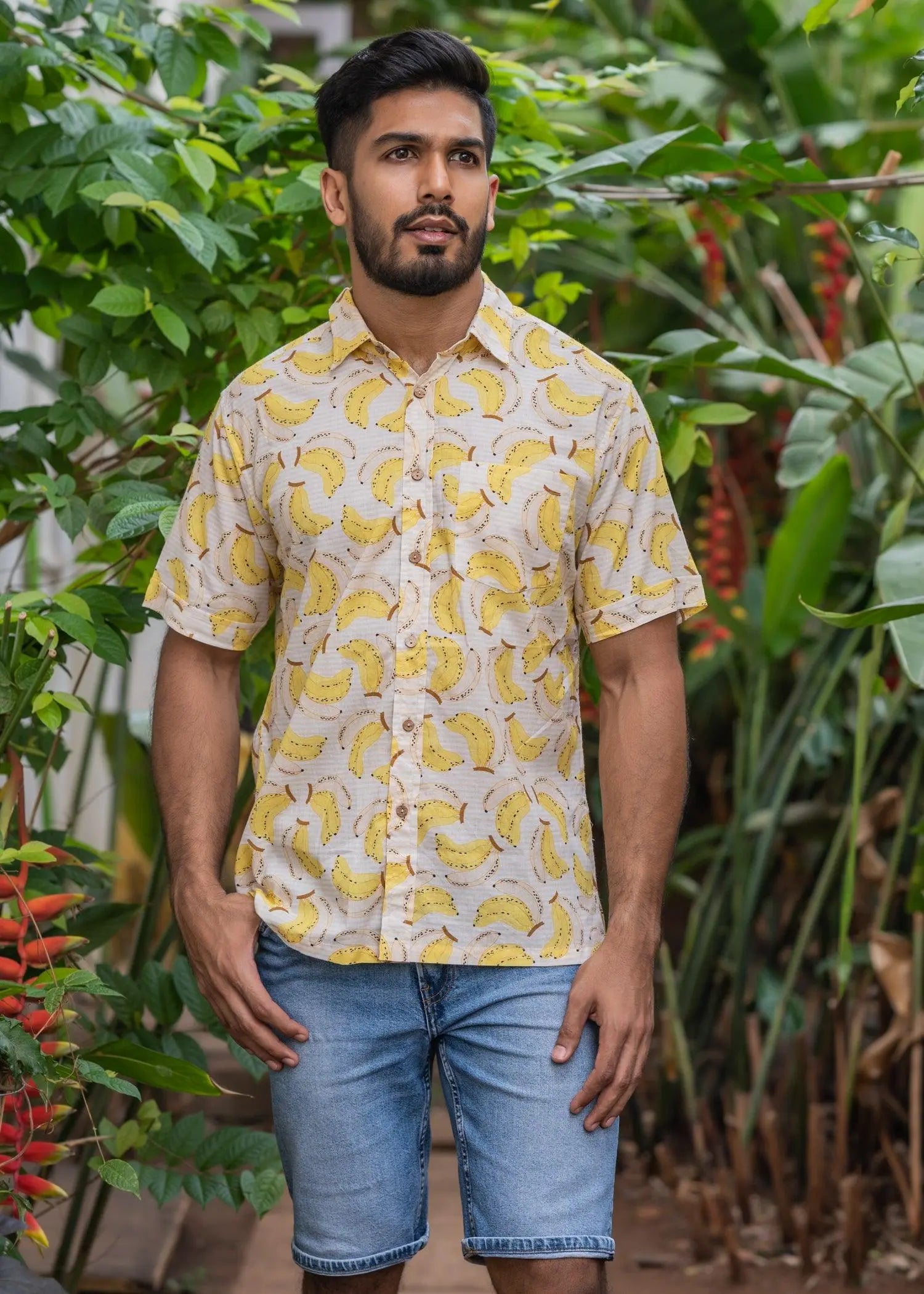 Yellow Banana Cotton Half Sleeves Shirt