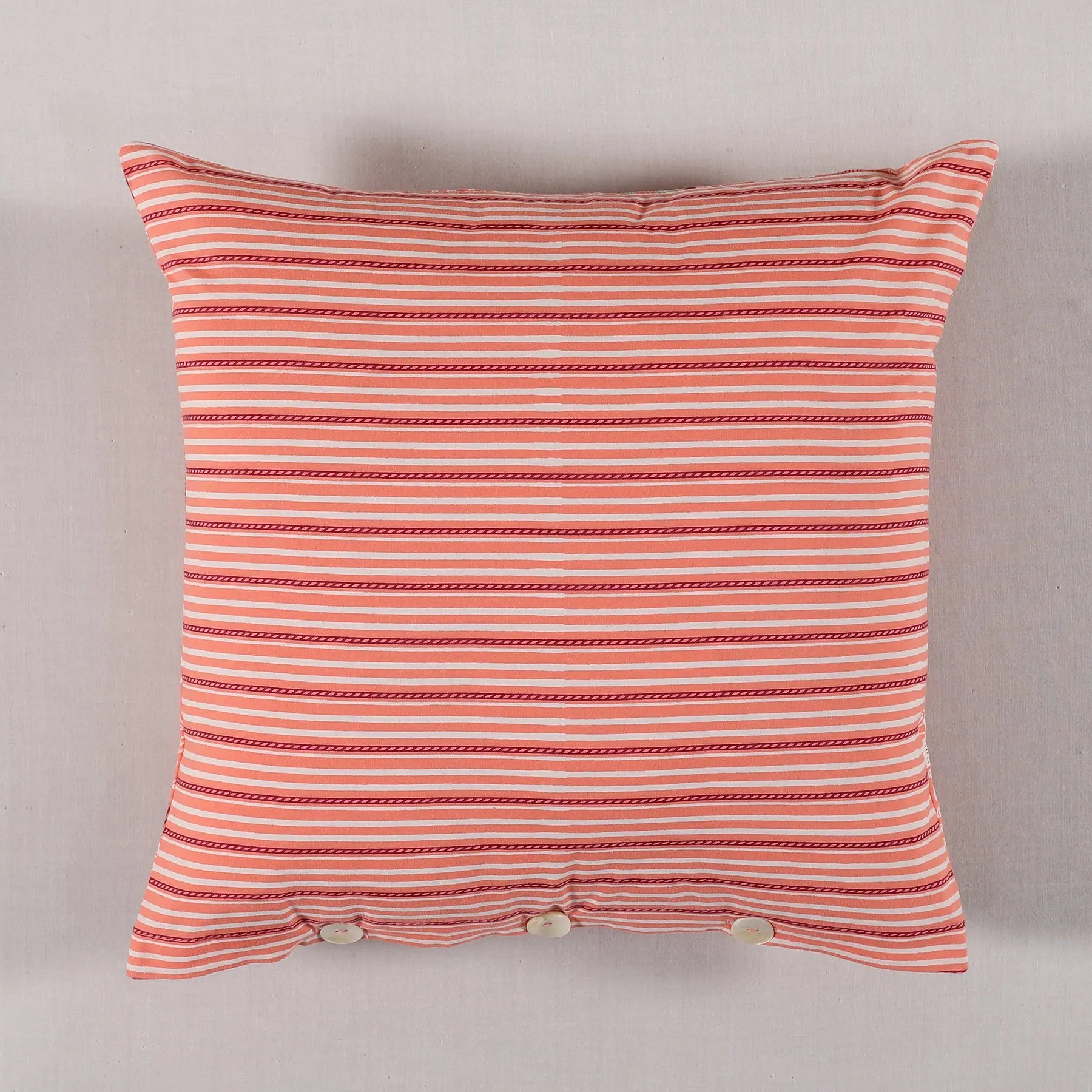 Jungle Safari/Stripes Peach Cotton Cushion Cover