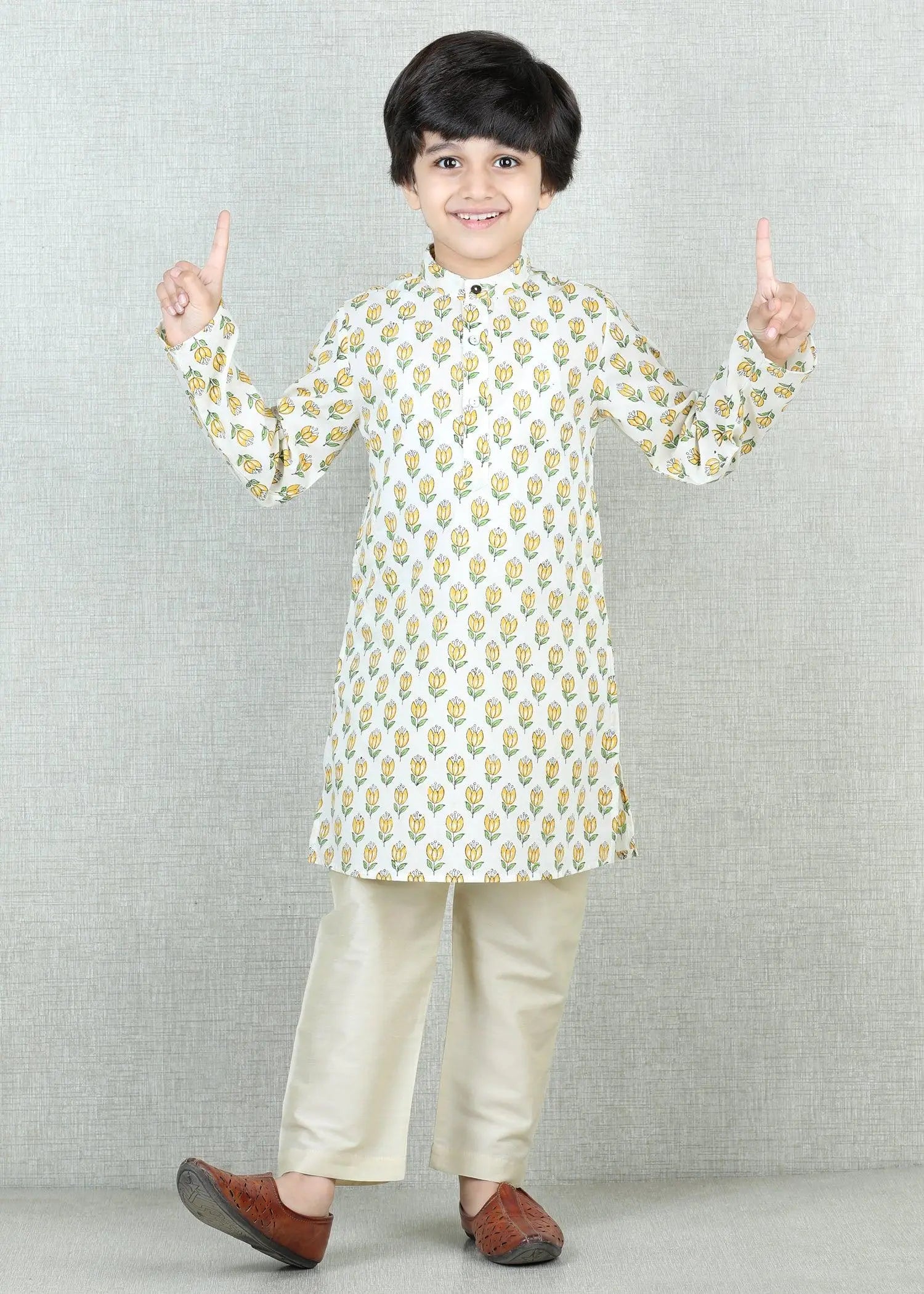 Creme Cotton Full Sleeve Kurta Boys (6 Months -12 Yrs)