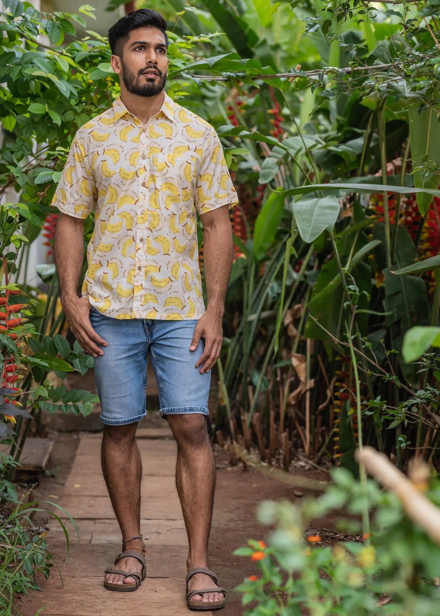 Yellow Banana Cotton Half Sleeves Shirt