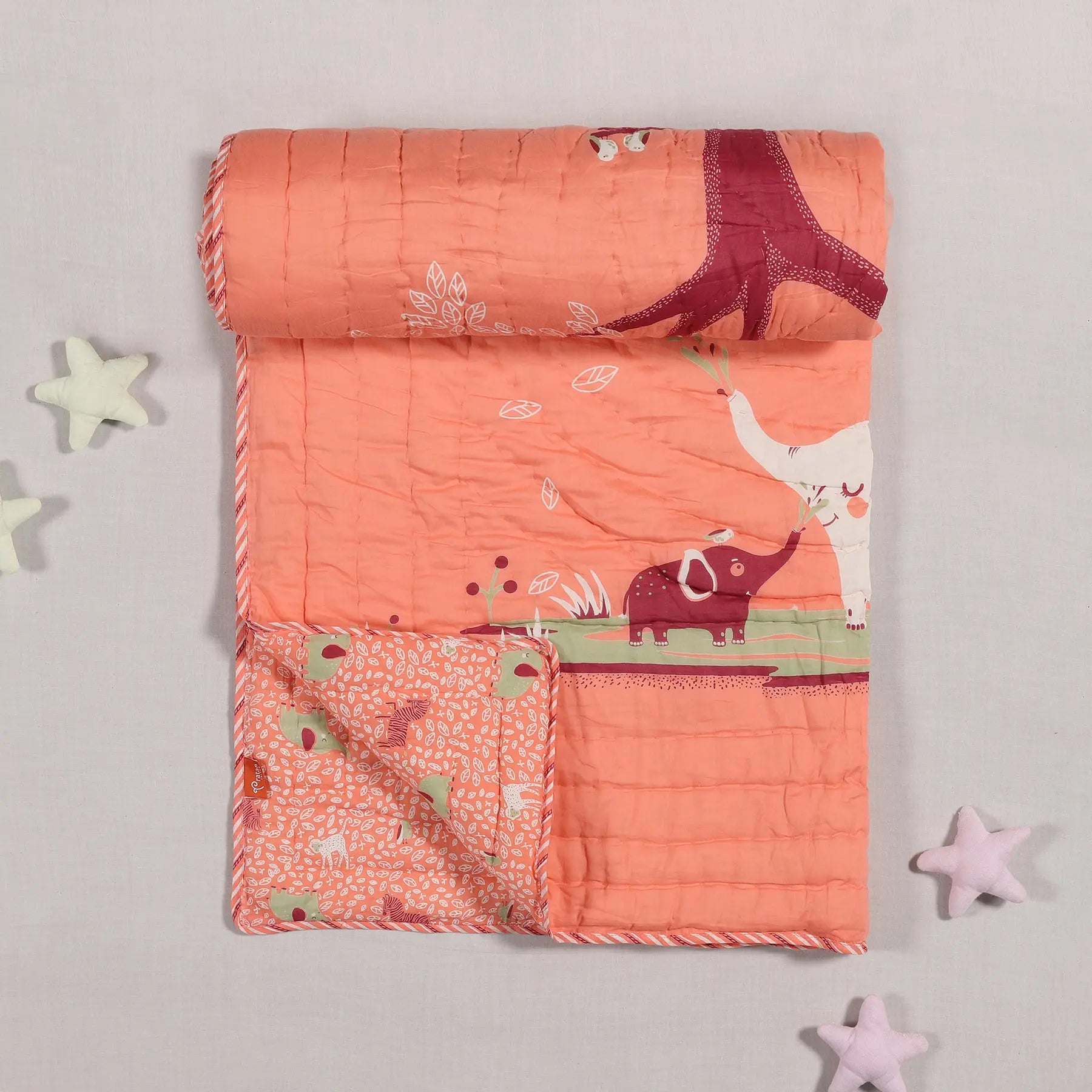 Jungle Safari Peach Cotton Quilt Baby