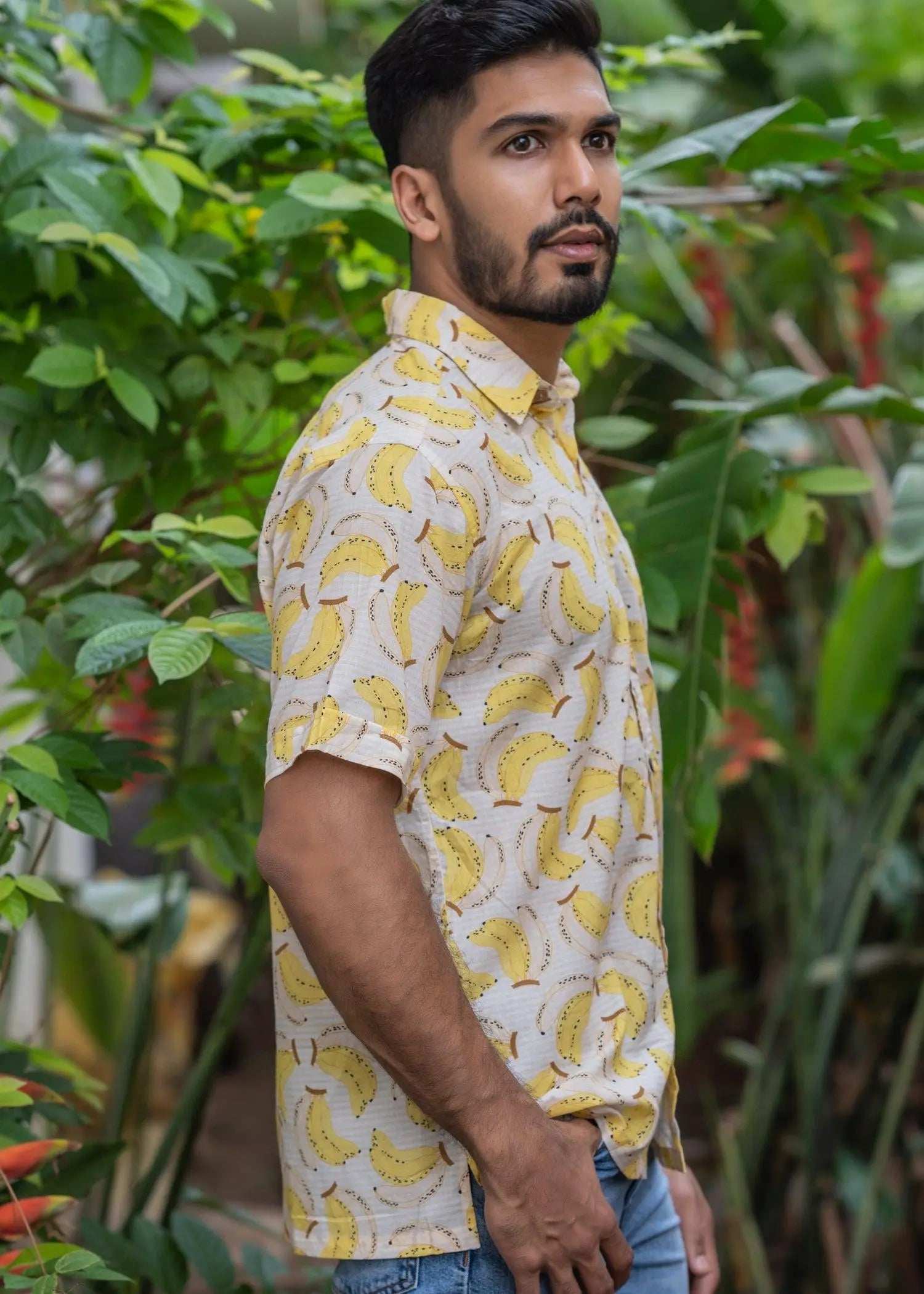 Yellow Banana Cotton Half Sleeves Shirt