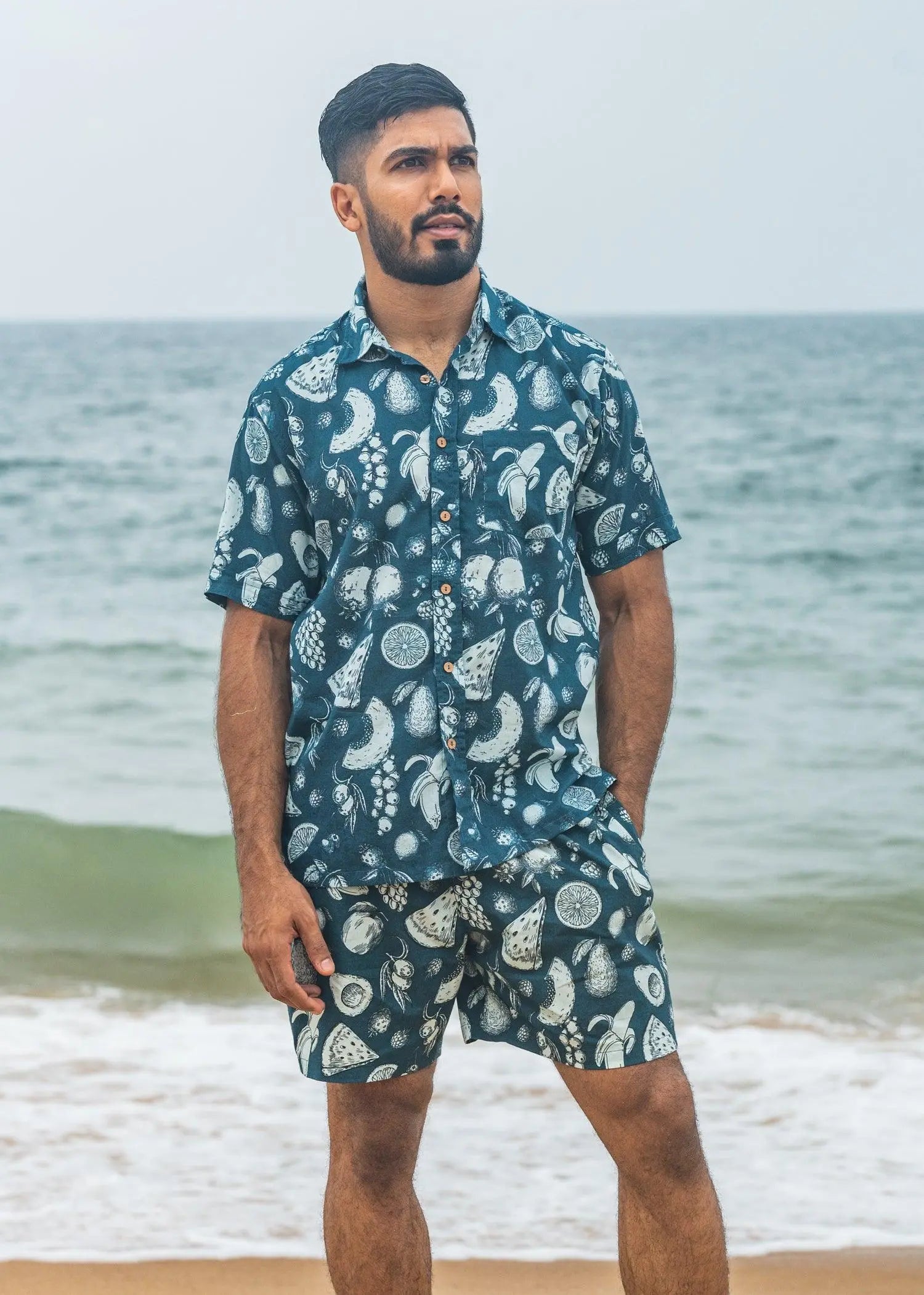 Indigo Fruit Punch Cotton Half Sleeves Shirt